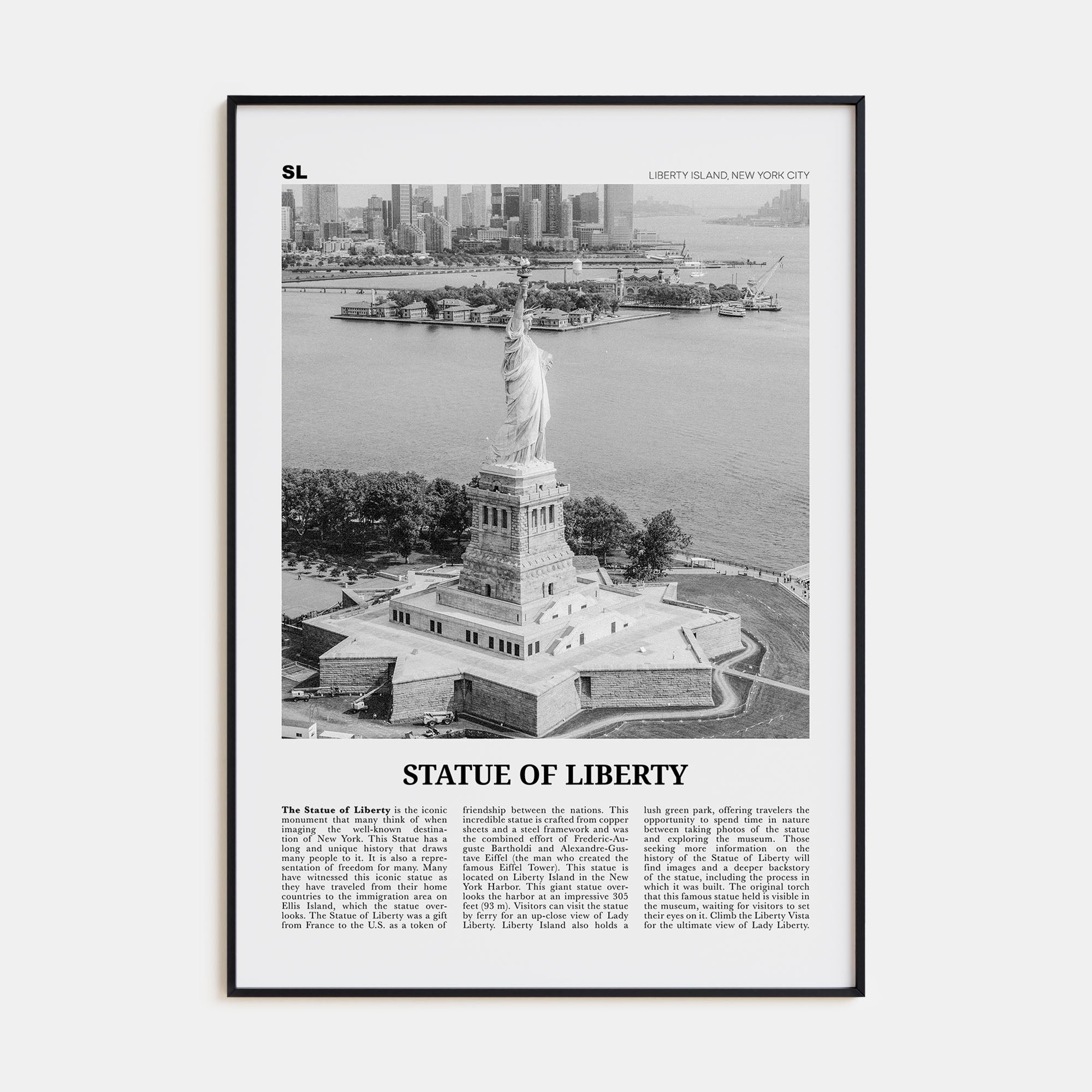 Statue of Liberty Travel B&W Poster