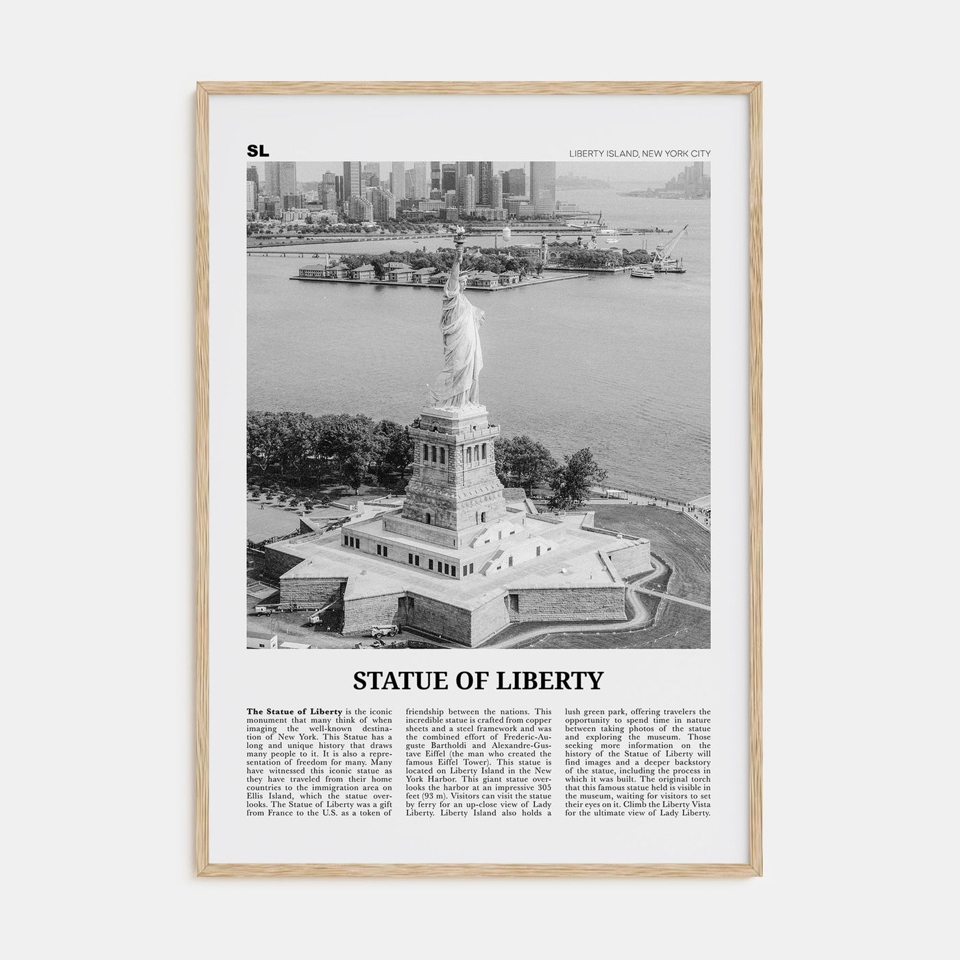 Statue of Liberty Travel B&W Poster