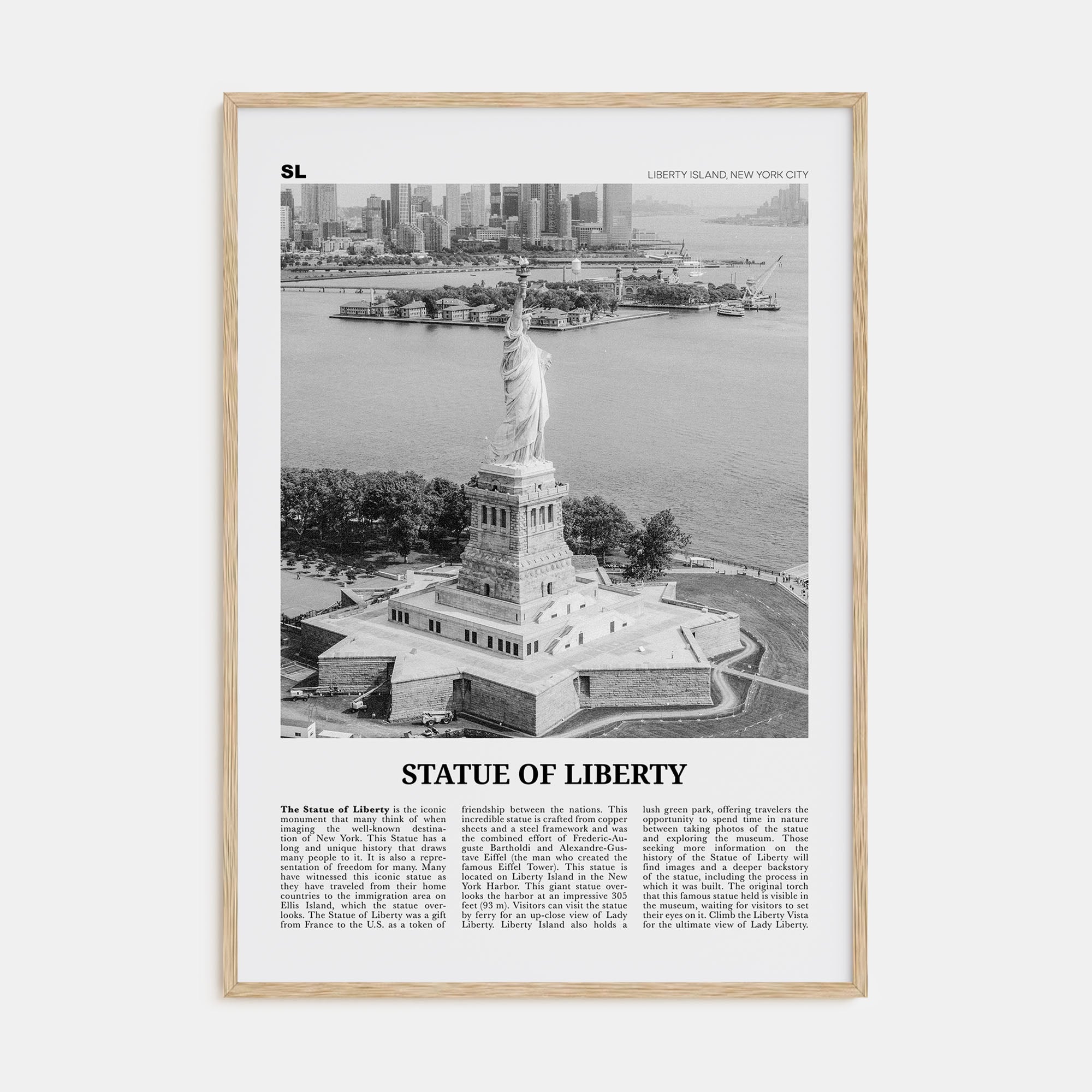 Statue of Liberty Travel B&W Poster