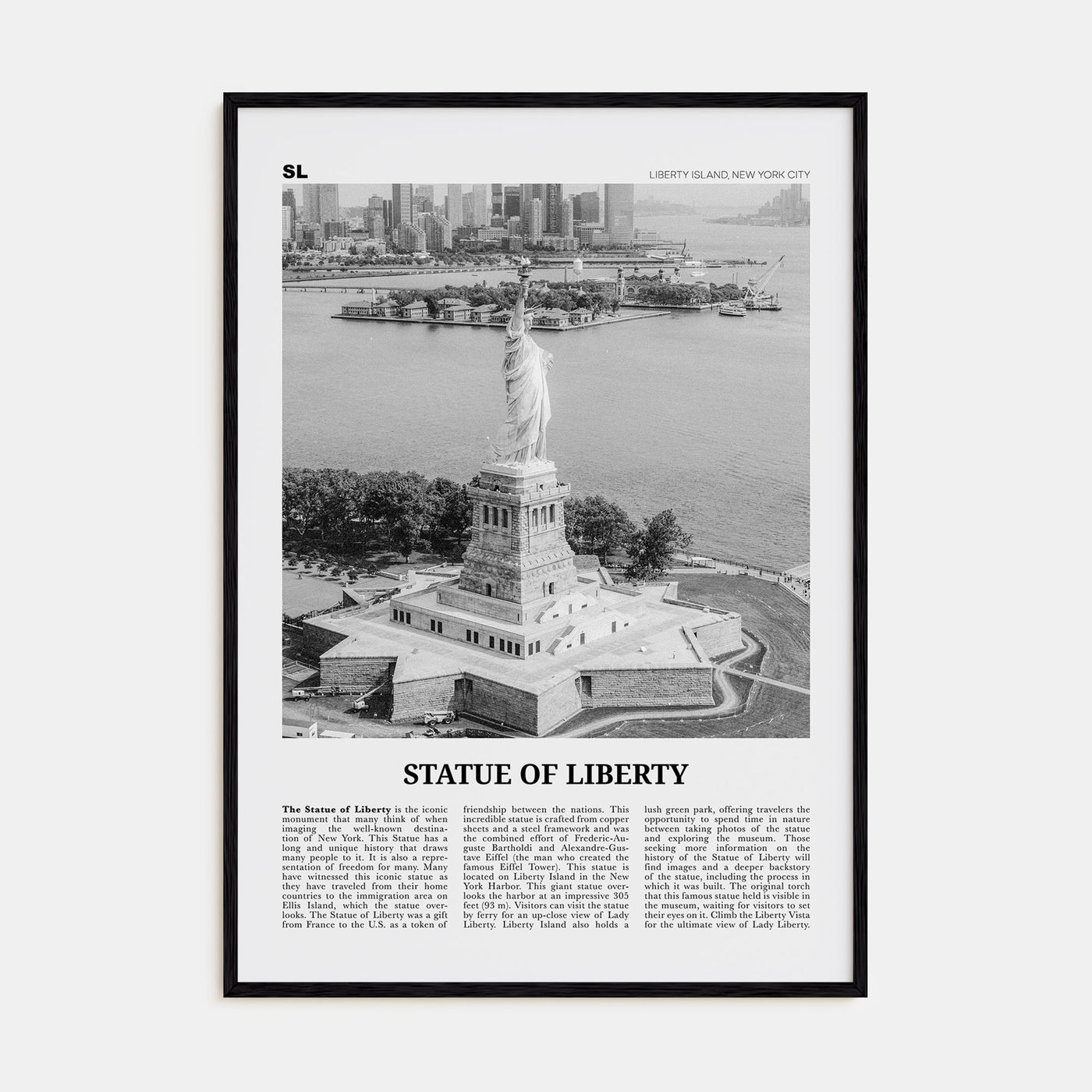 Statue of Liberty Travel B&W Poster