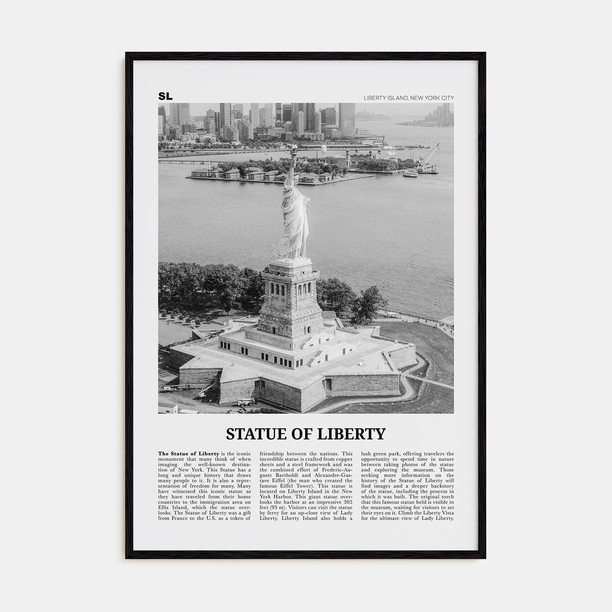 Statue of Liberty Travel B&W Poster