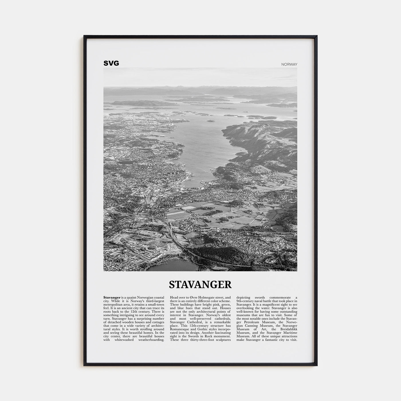 Stavanger Travel B&W Poster