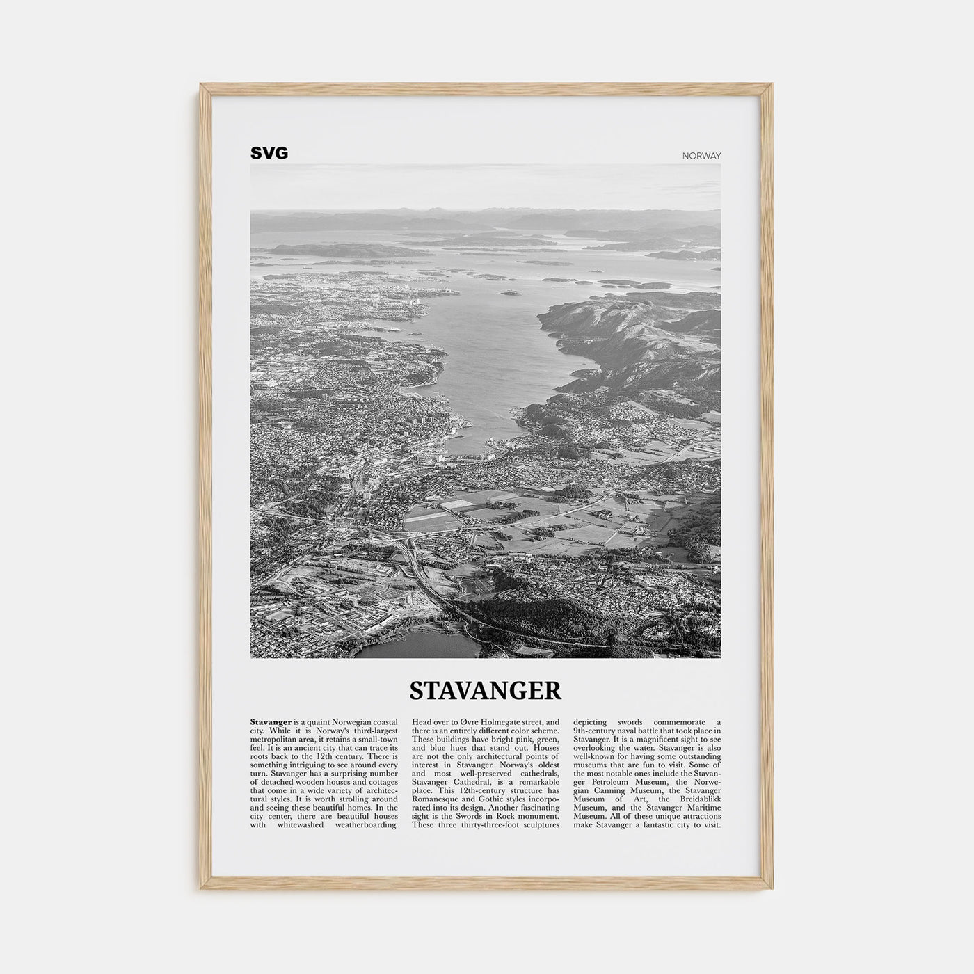 Stavanger Travel B&W Poster
