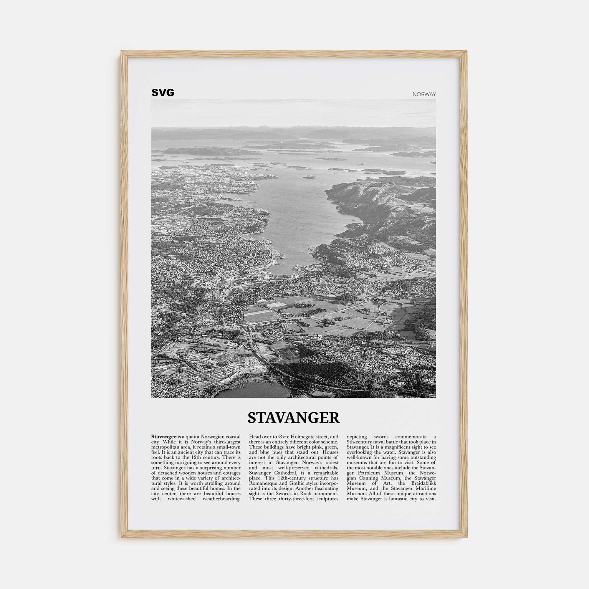 Stavanger Travel B&W Poster