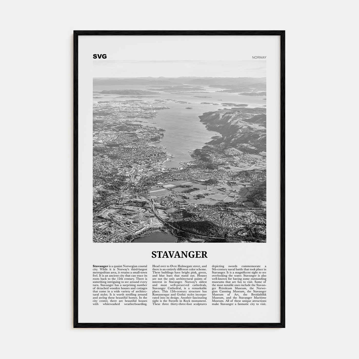 Stavanger Travel B&W Poster