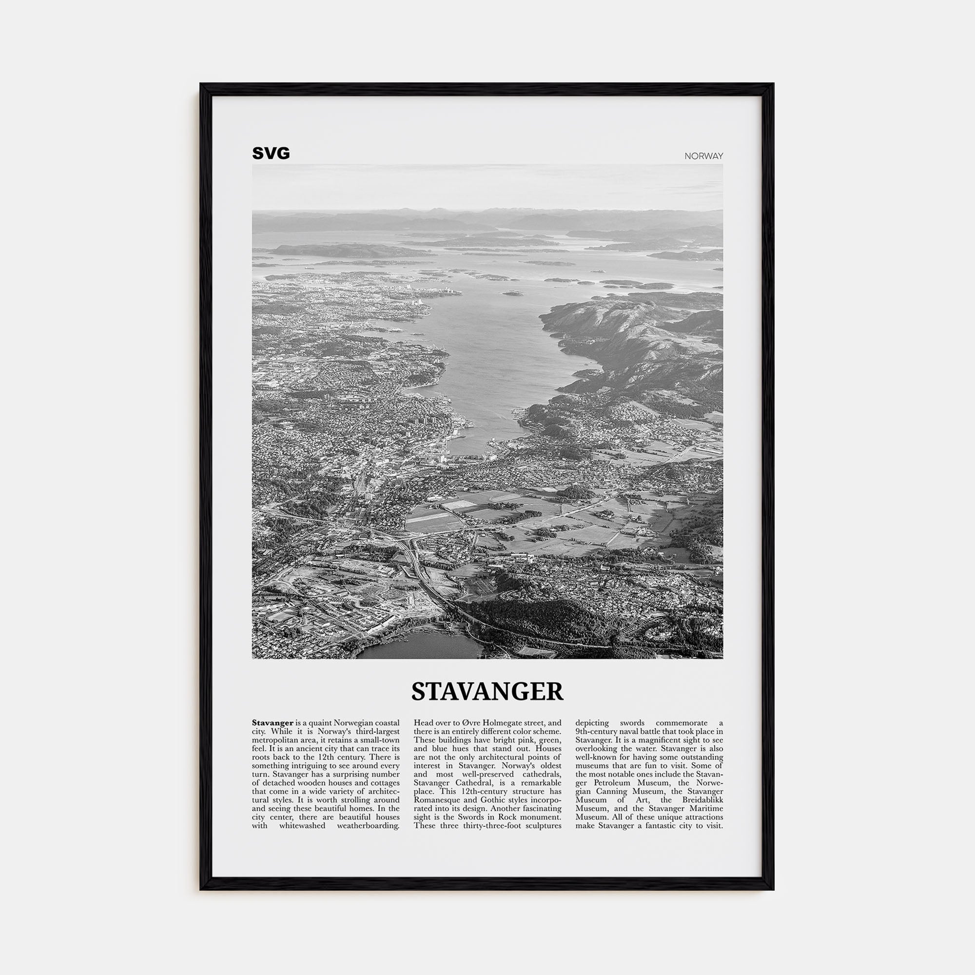 Stavanger Travel B&W Poster