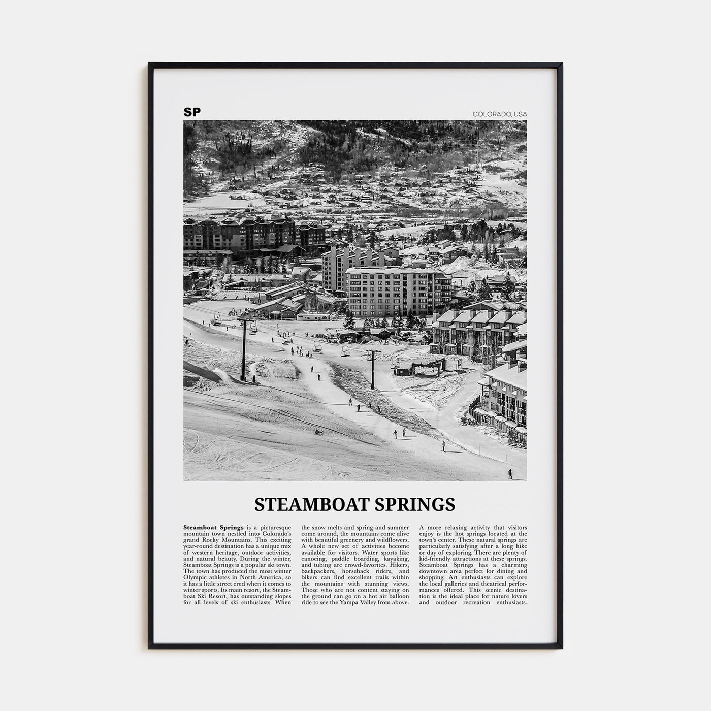 Steamboat Springs Travel B&W No 1 Poster