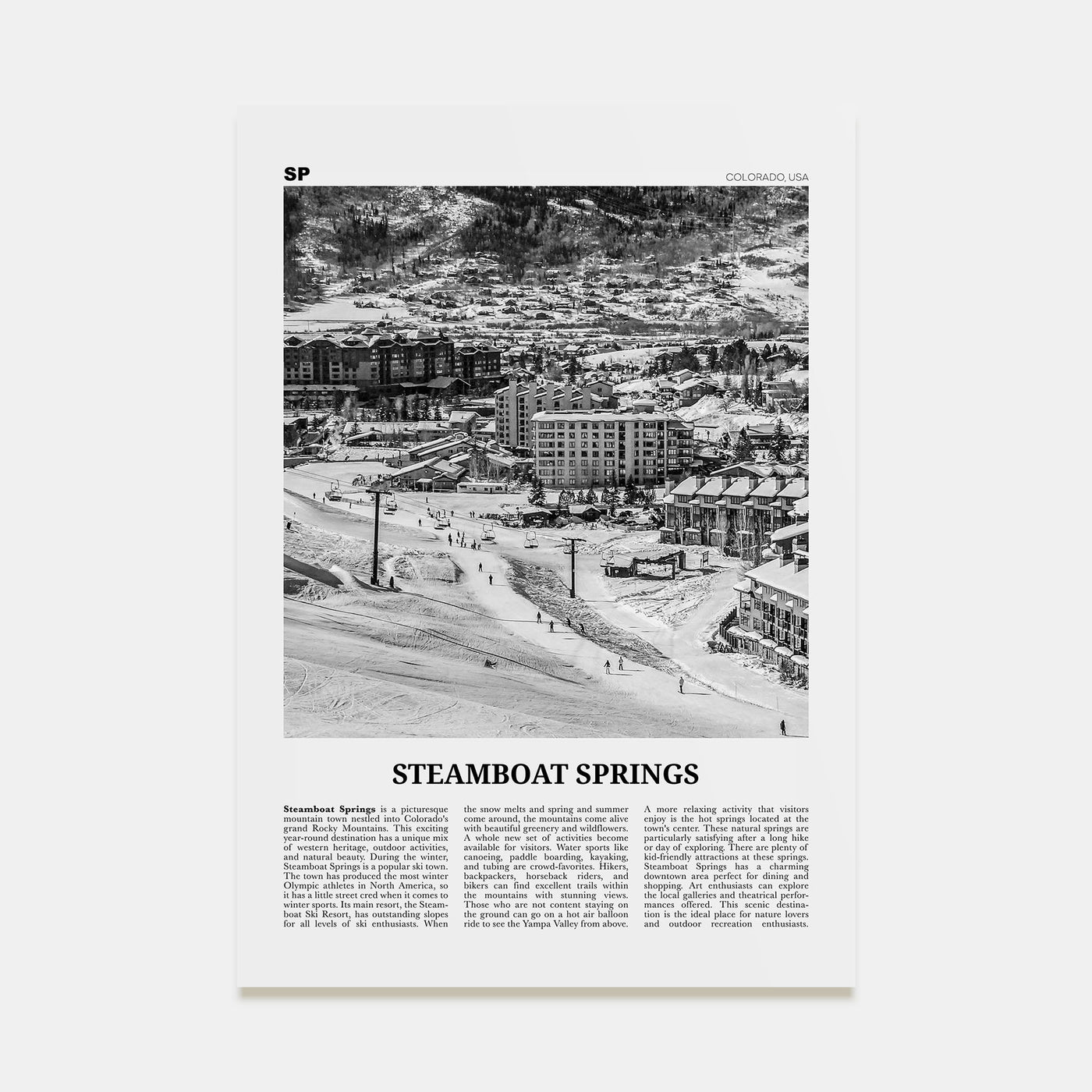 Steamboat Springs Travel B&W No 1 Poster
