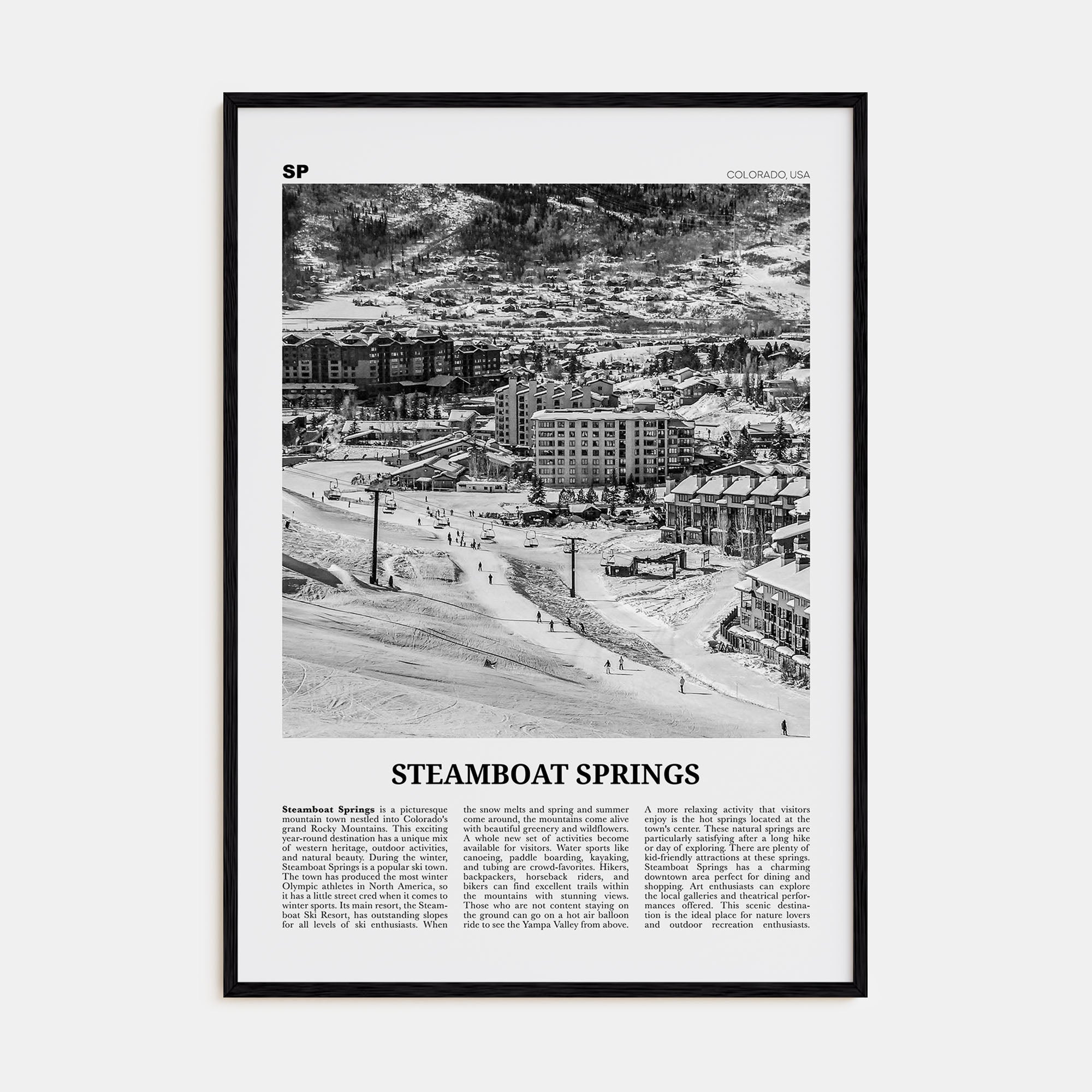 Steamboat Springs Travel B&W No 1 Poster
