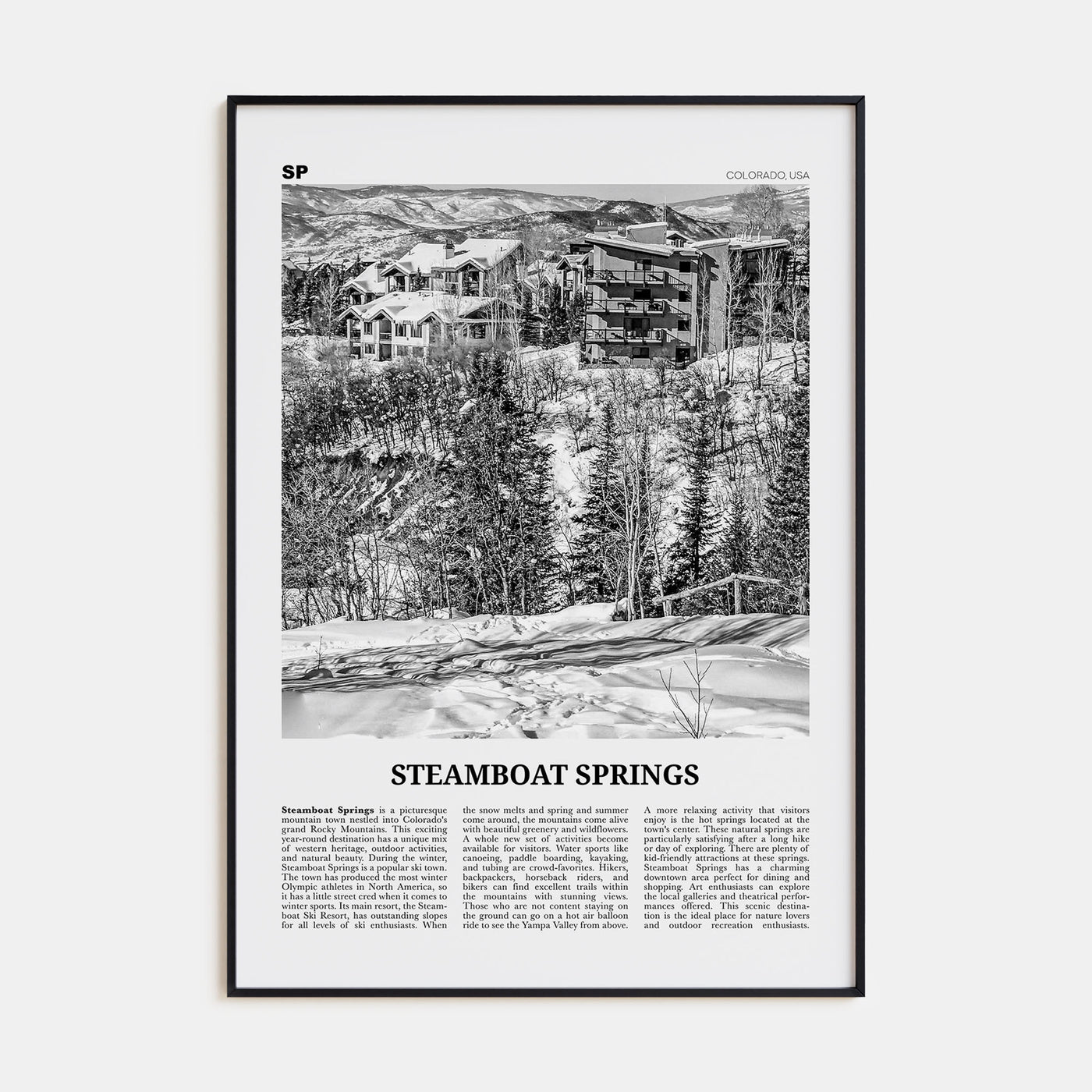 Steamboat Springs Travel B&W No 2 Poster