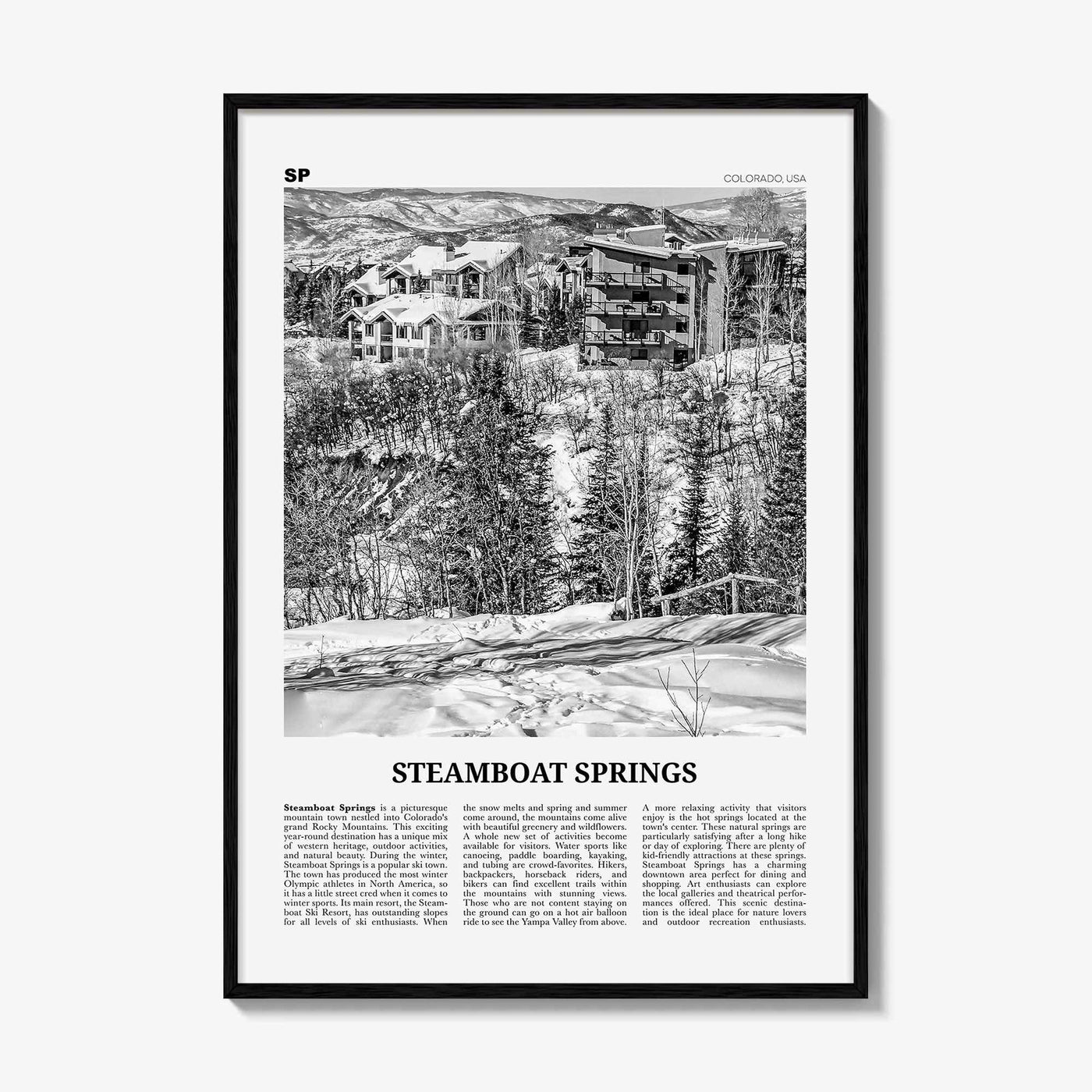 Steamboat Springs Print Black and White No 2, Steamboat Springs Wall Art, Steamboat Springs Poster, Steamboat Springs Photo, Colorado, USA