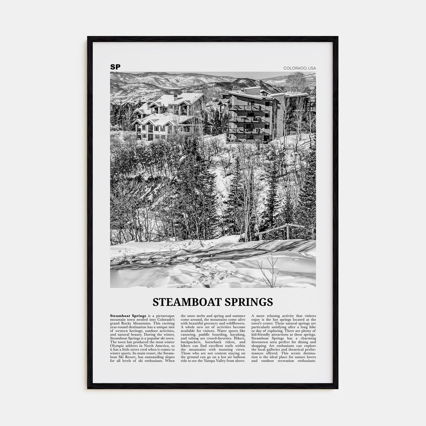 Steamboat Springs Travel B&W No 2 Poster
