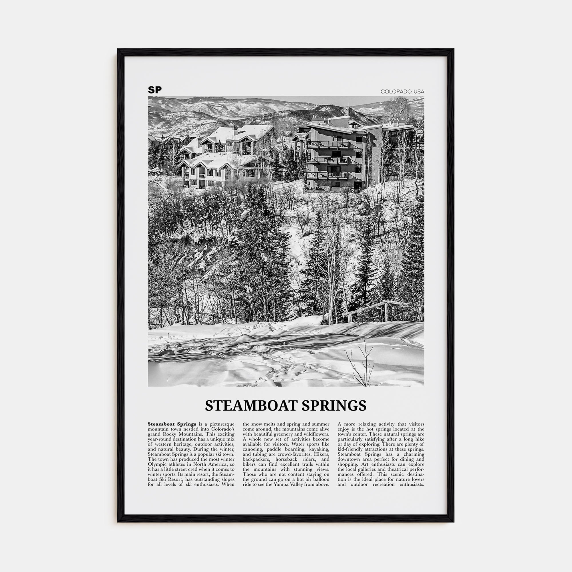 Steamboat Springs Travel B&W No 2 Poster