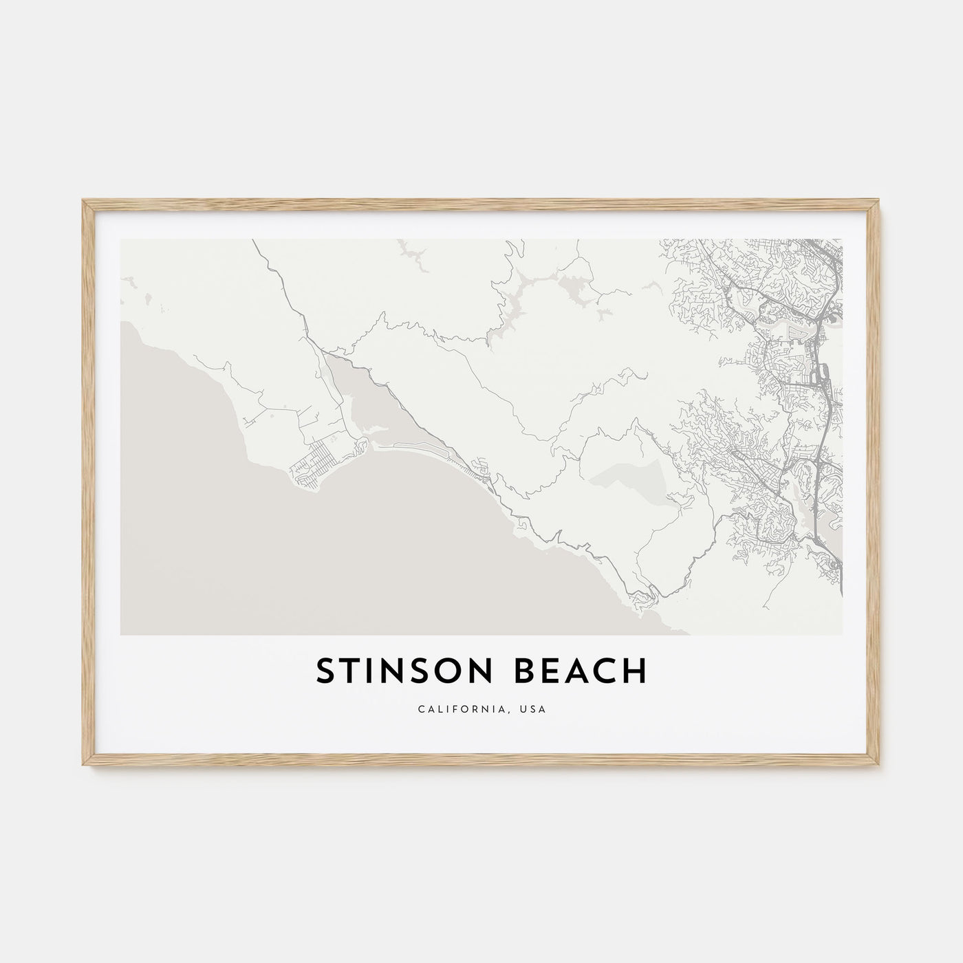 Stinson Beach Map Landscape Poster