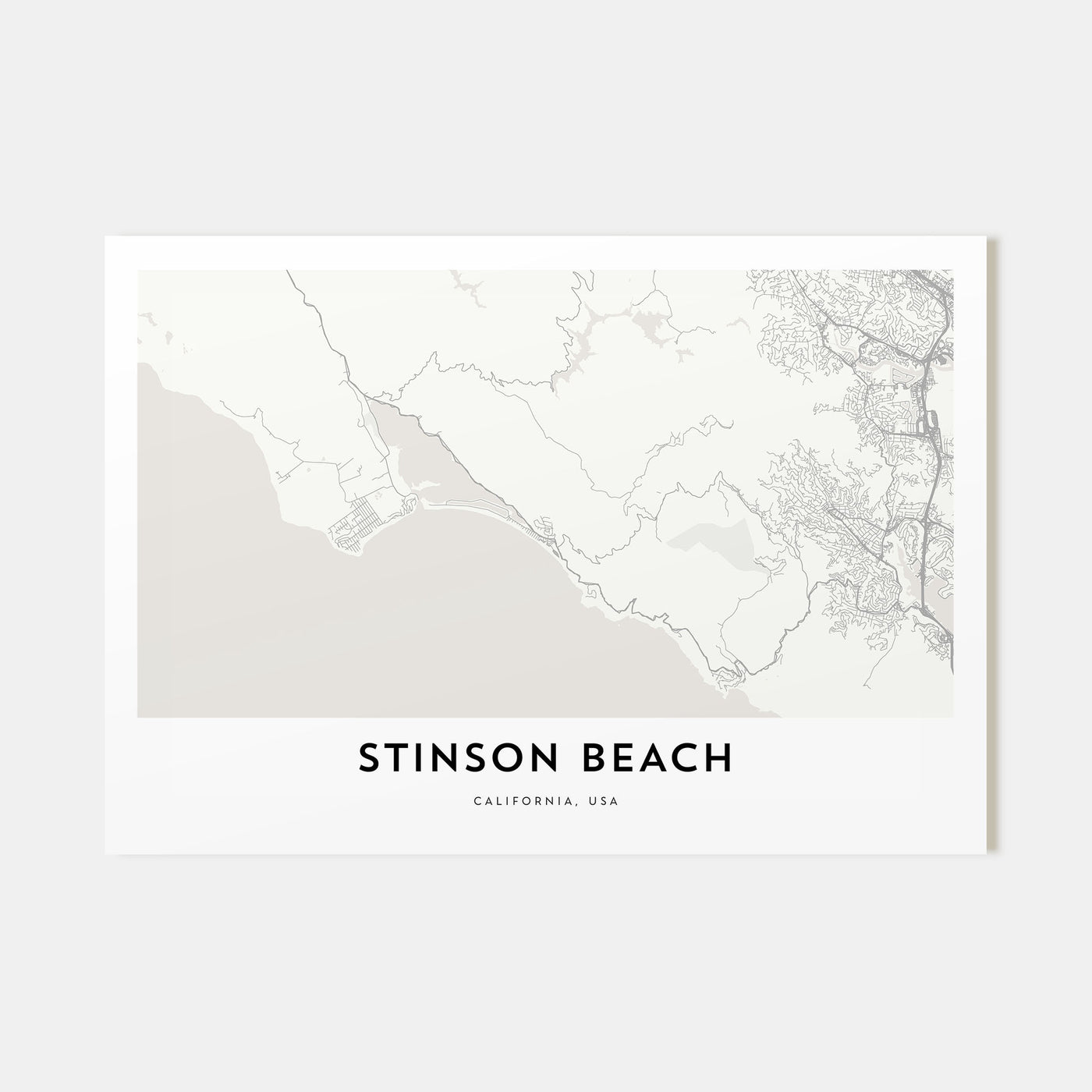 Stinson Beach Map Landscape Poster