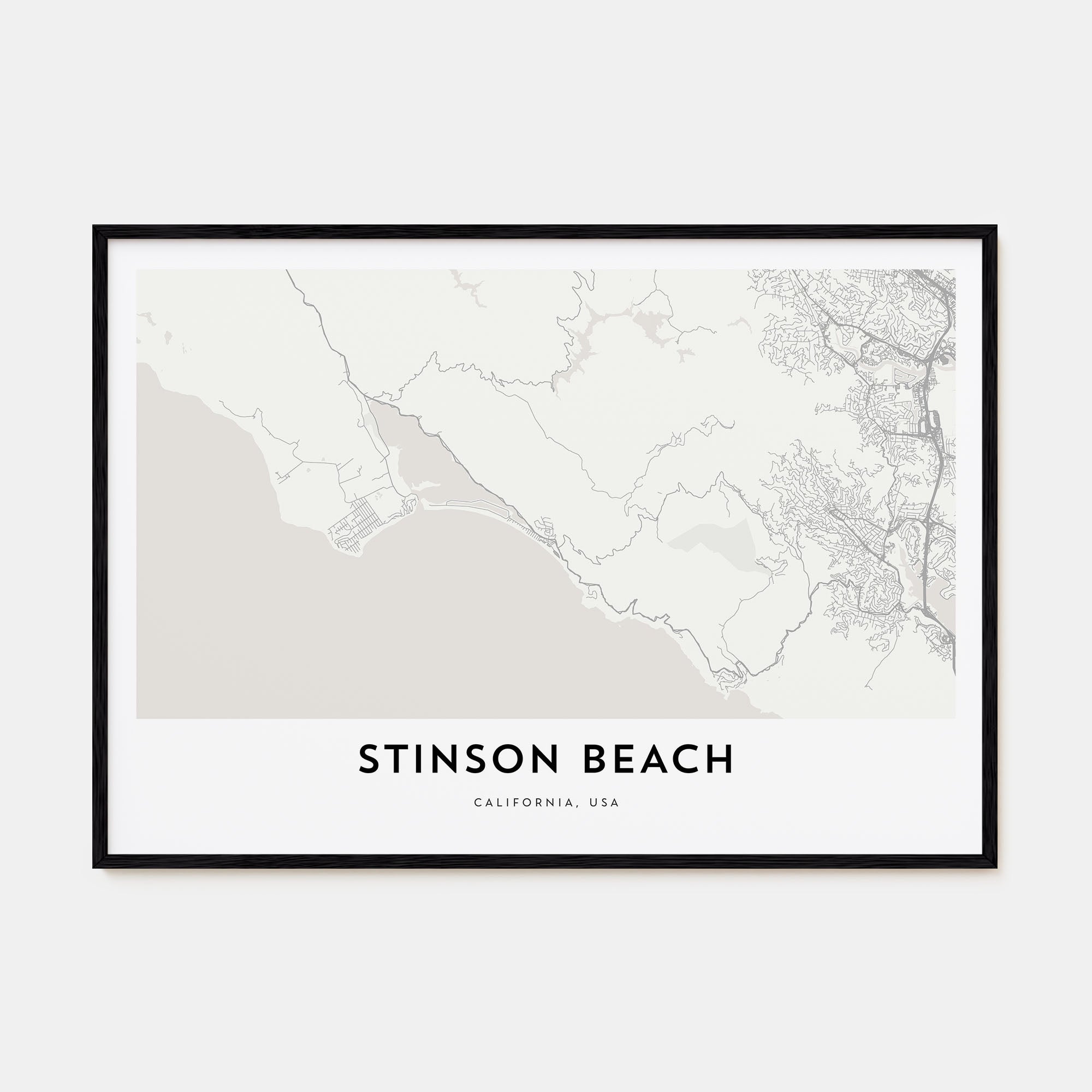 Stinson Beach Map Landscape Poster