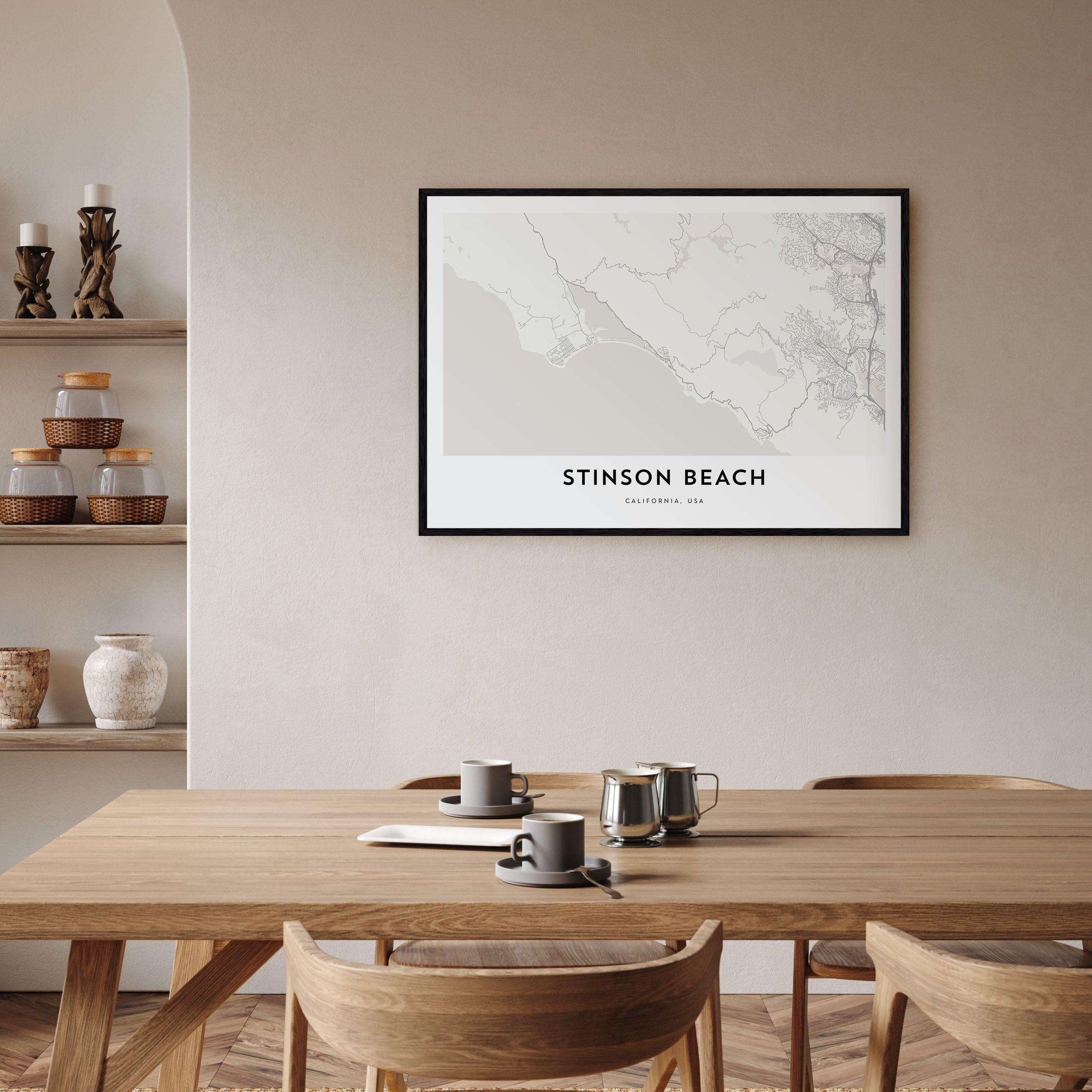 Stinson Beach Map Landscape Poster