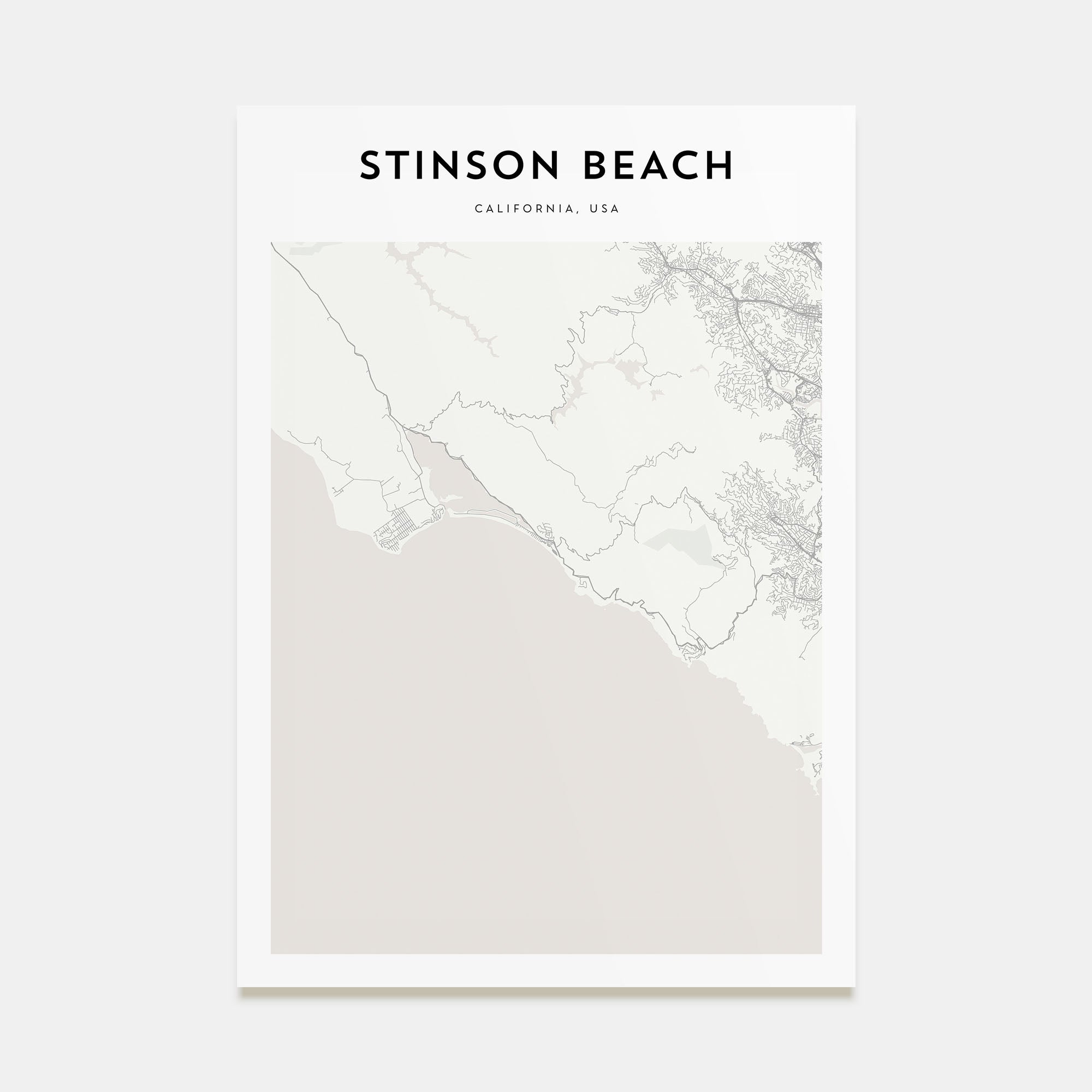 Stinson Beach Map Portrait Poster