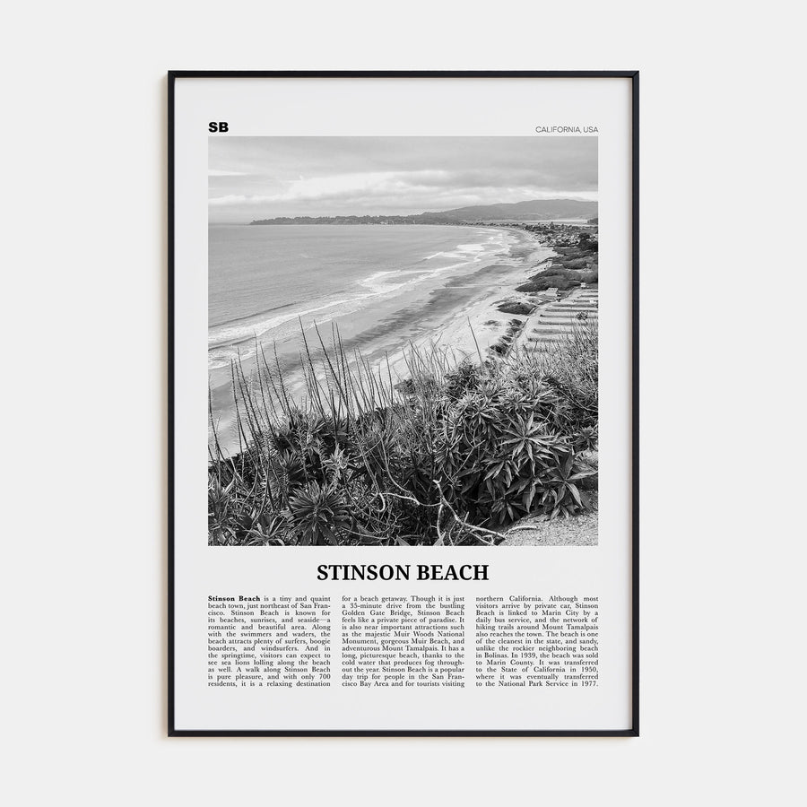 Stinson Beach Travel B&W Poster