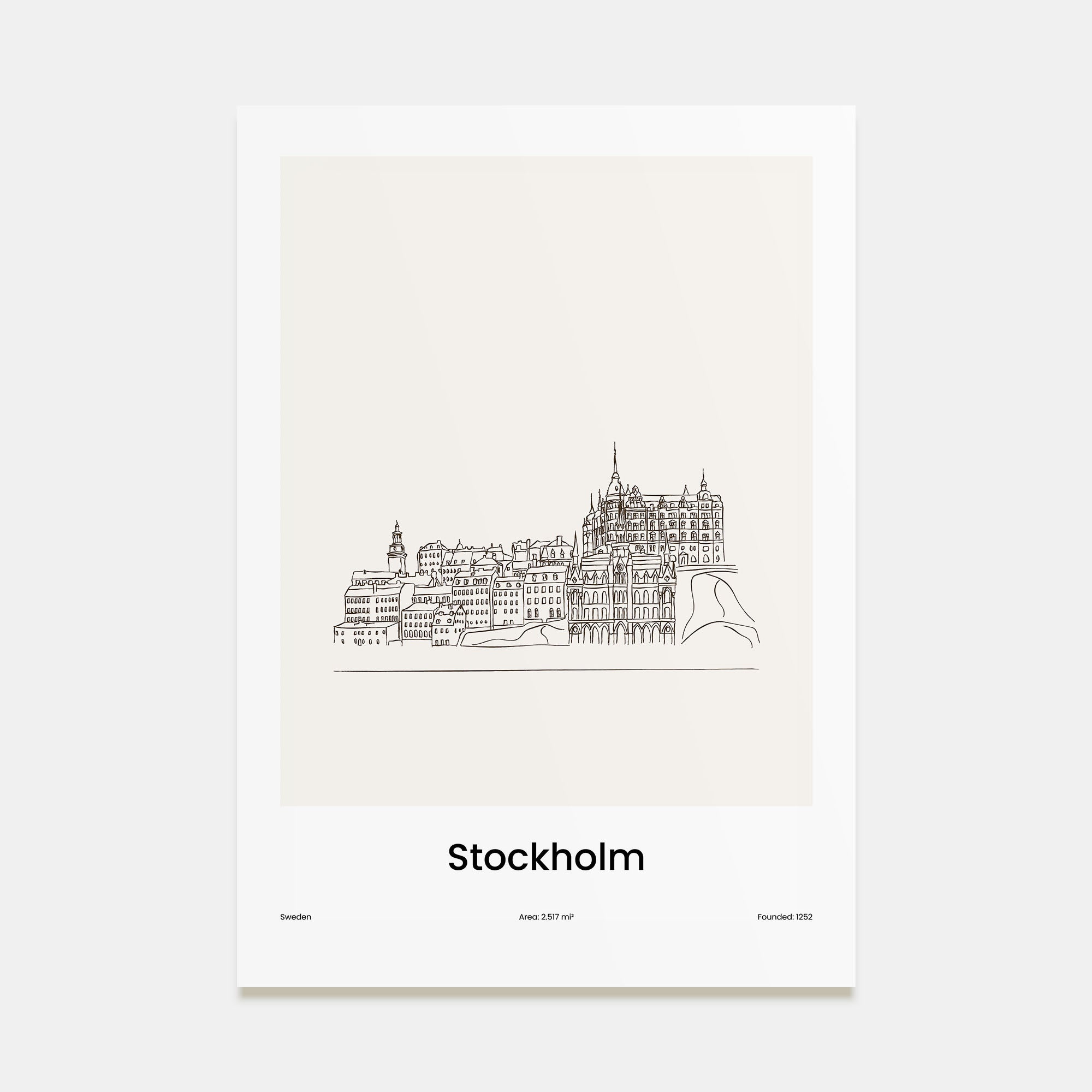 Stockholm Drawn Poster