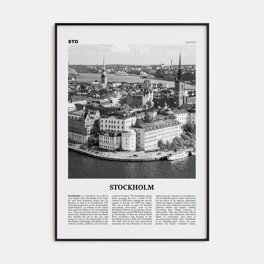 Stockholm Travel B&W No 1 Poster