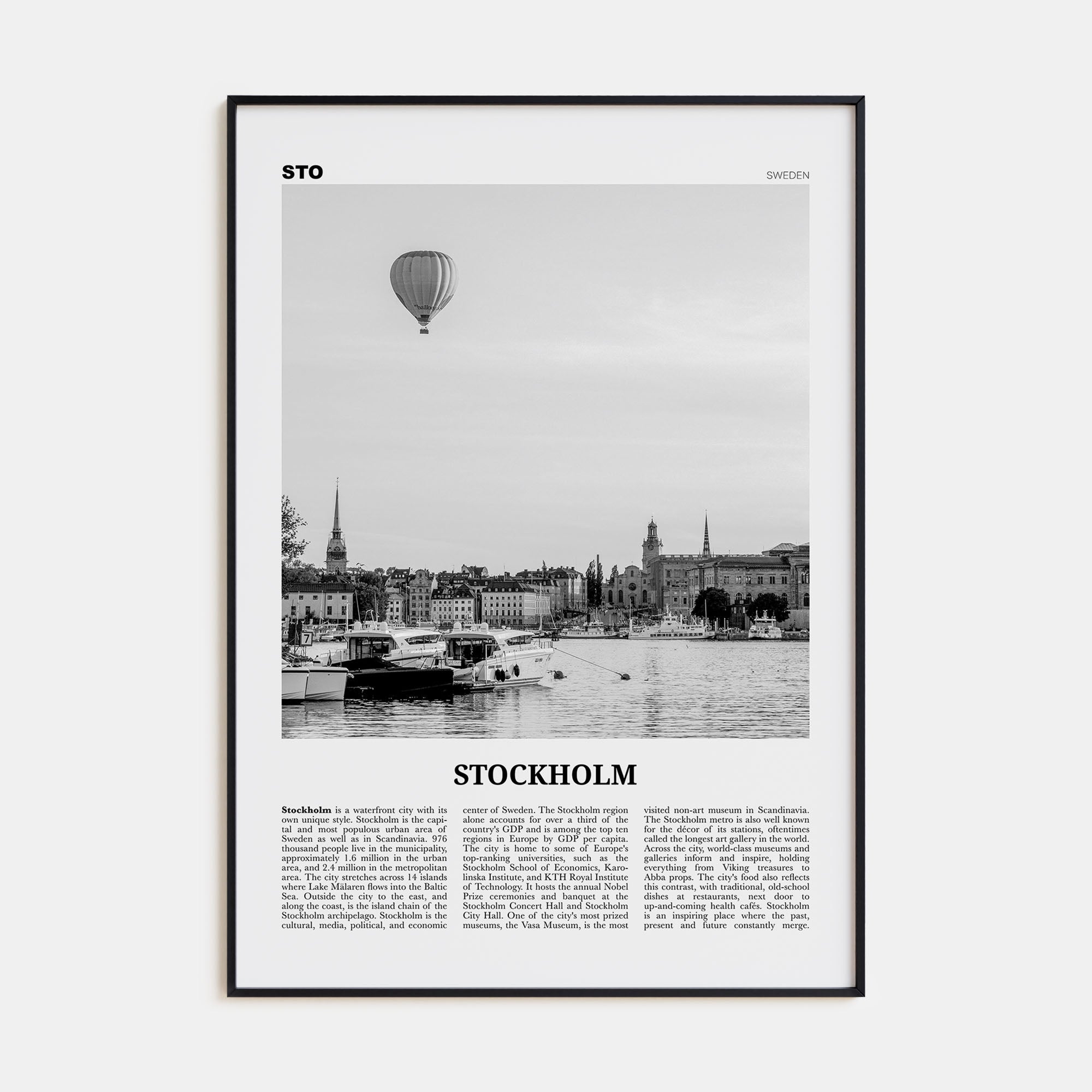 Stockholm Travel B&W No 2 Poster