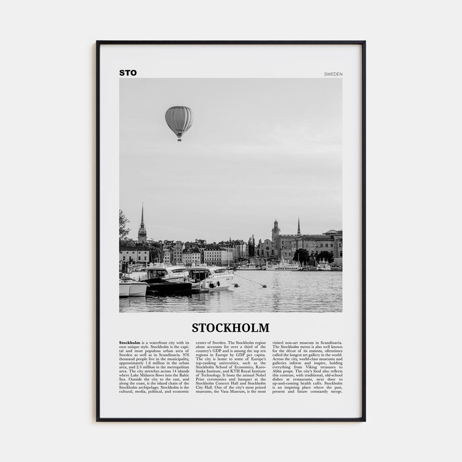 Stockholm Travel B&W No 2 Poster