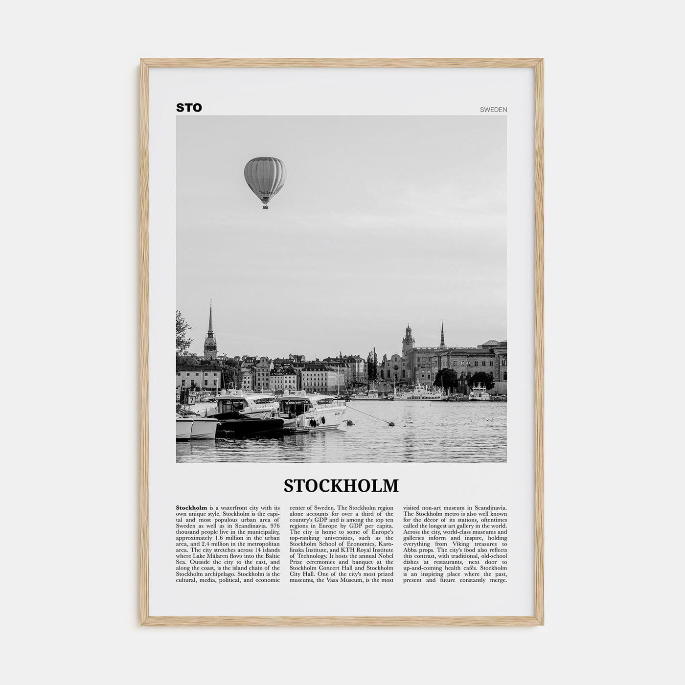 Stockholm Travel B&W No 2 Poster
