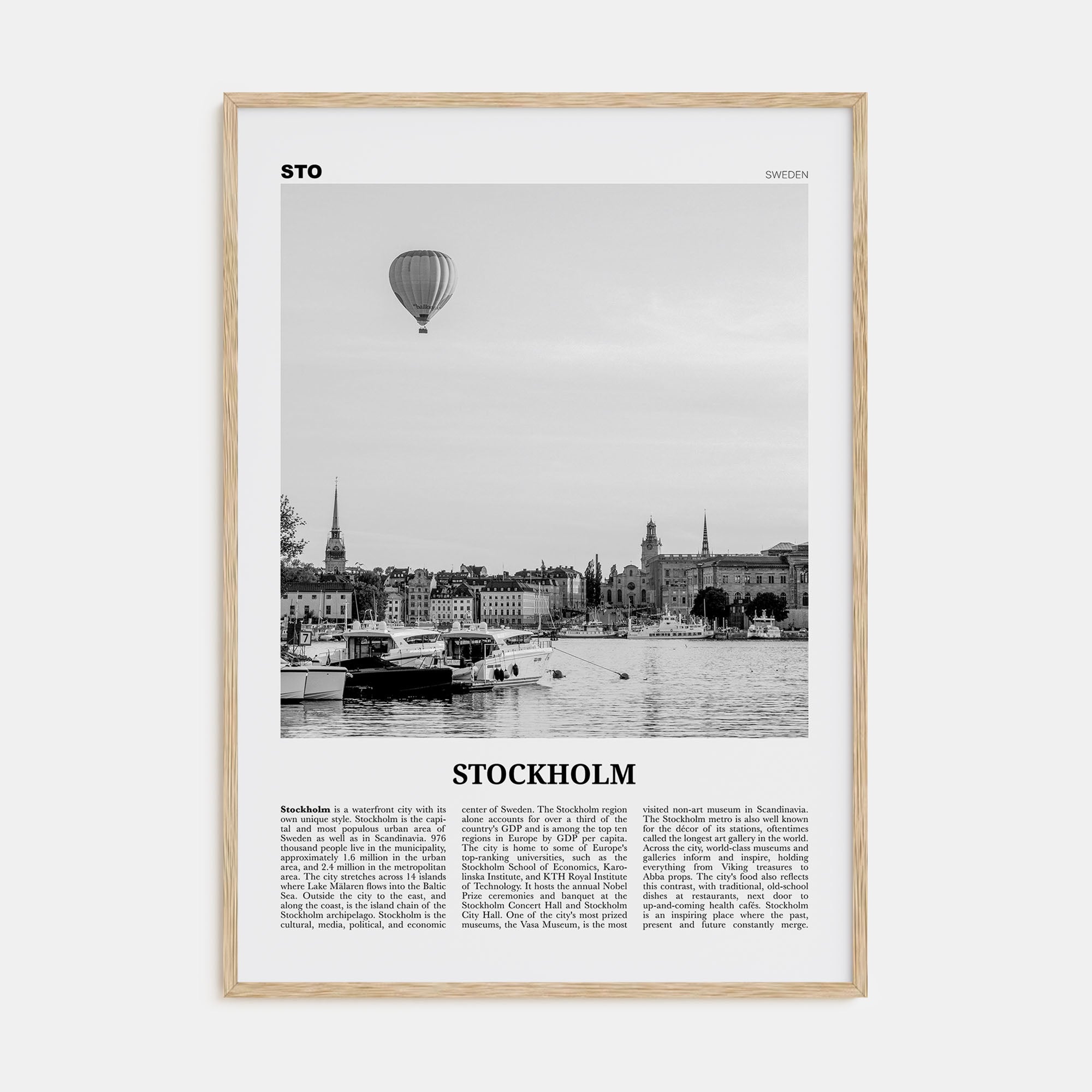 Stockholm Travel B&W No 2 Poster