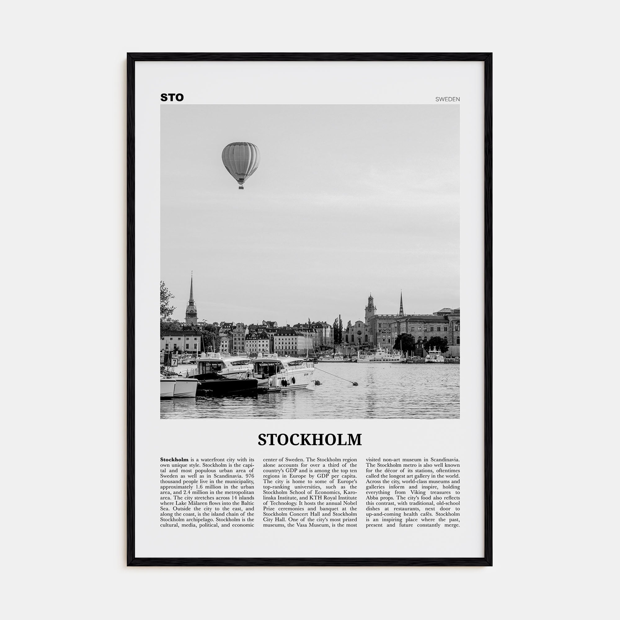 Stockholm Travel B&W No 2 Poster