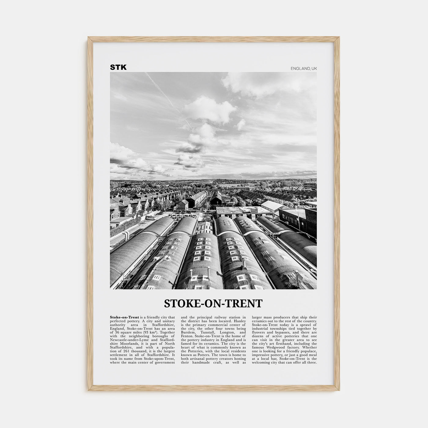 Stoke-on-Trent Travel B&W Poster