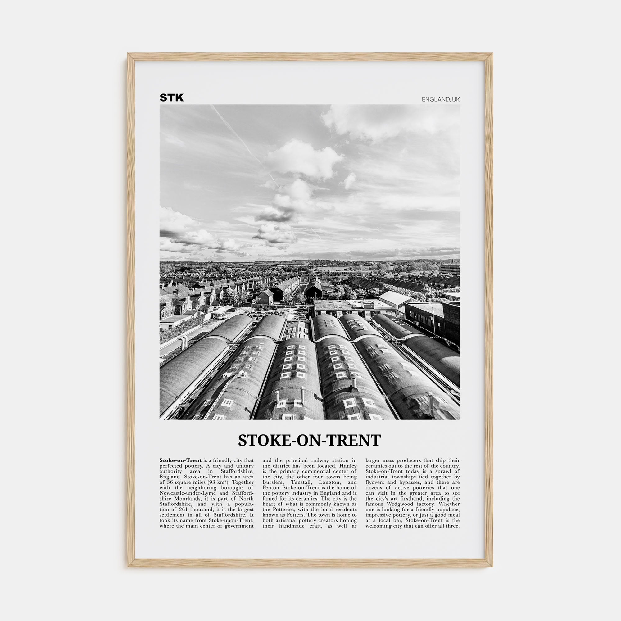 Stoke-on-Trent Travel B&W Poster