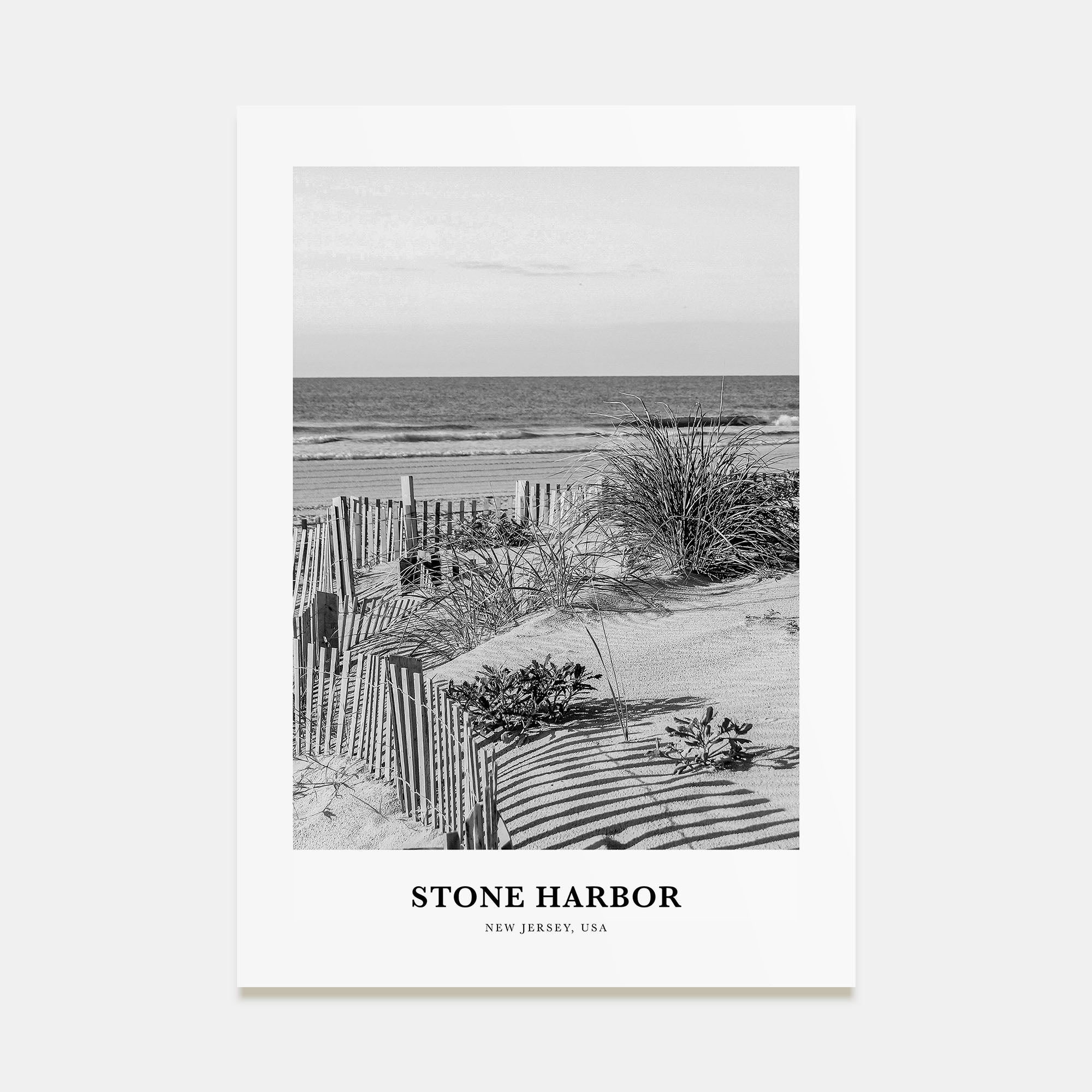 Stone Harbor Portrait B&W Poster