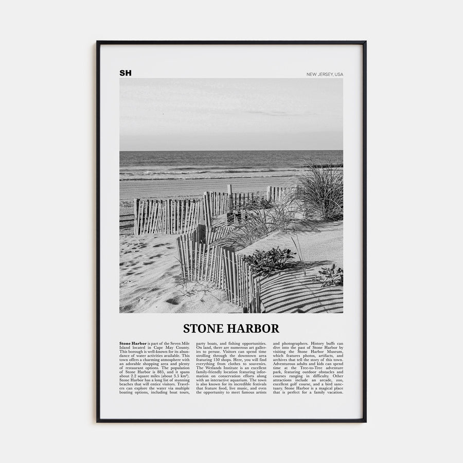 Stone Harbor Travel B&W Poster