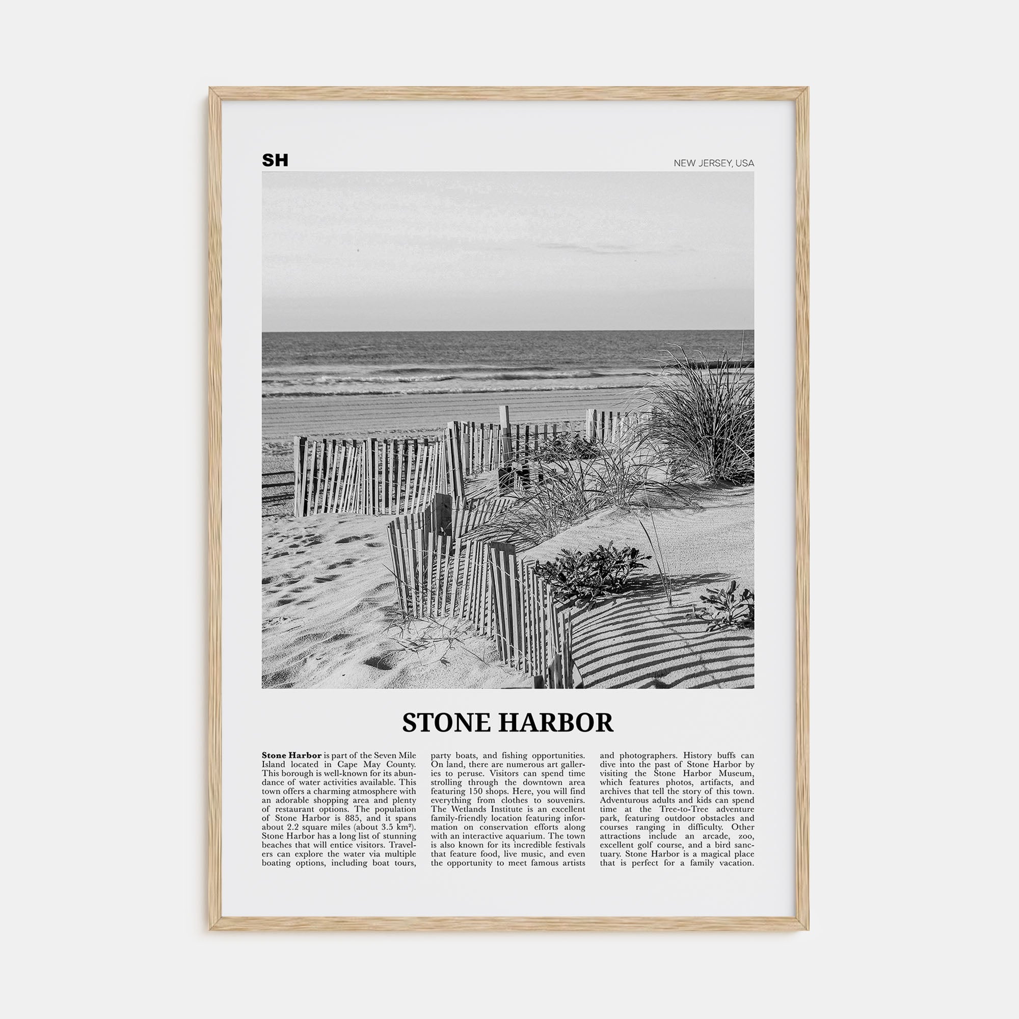 Stone Harbor Travel B&W Poster