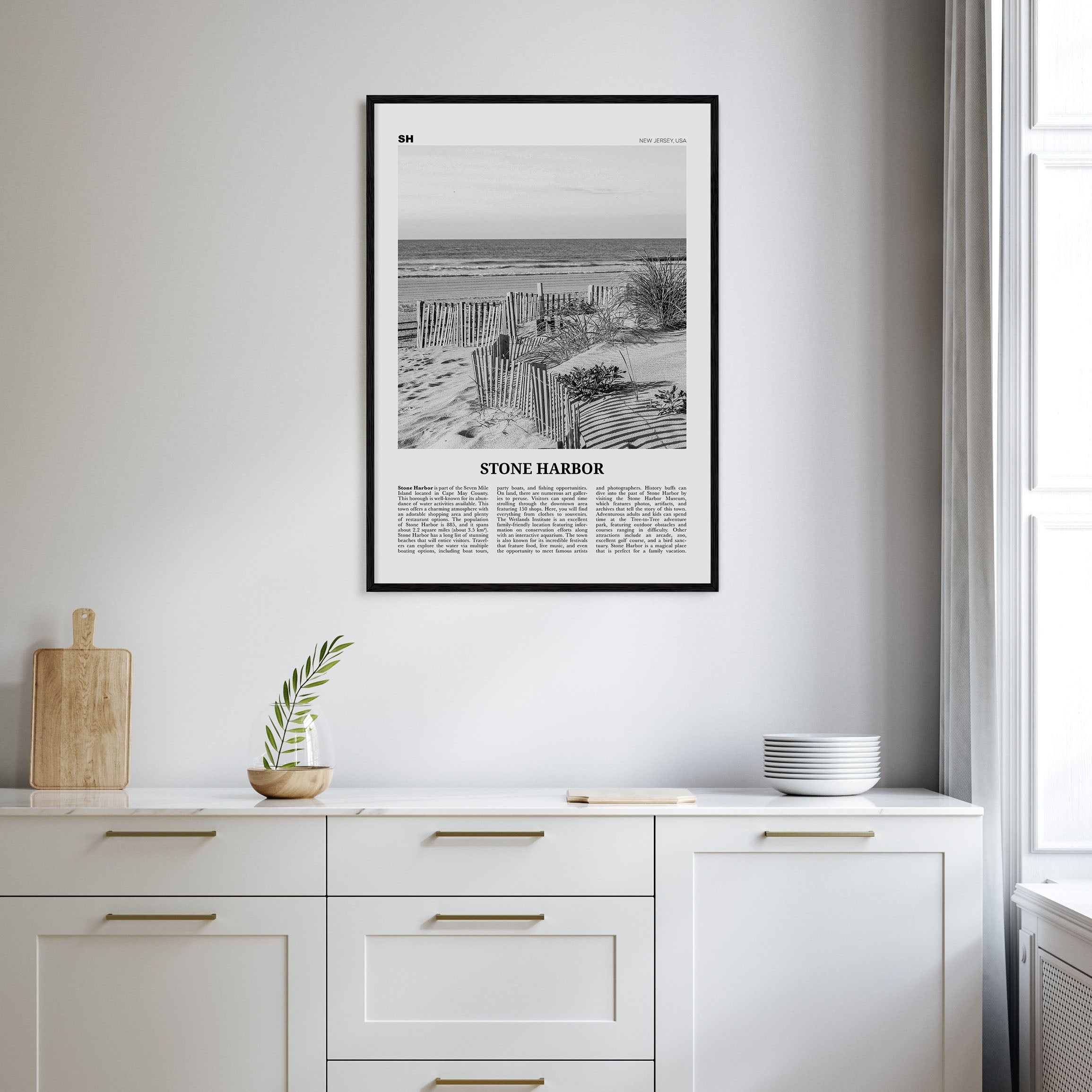 Stone Harbor Travel B&W Poster