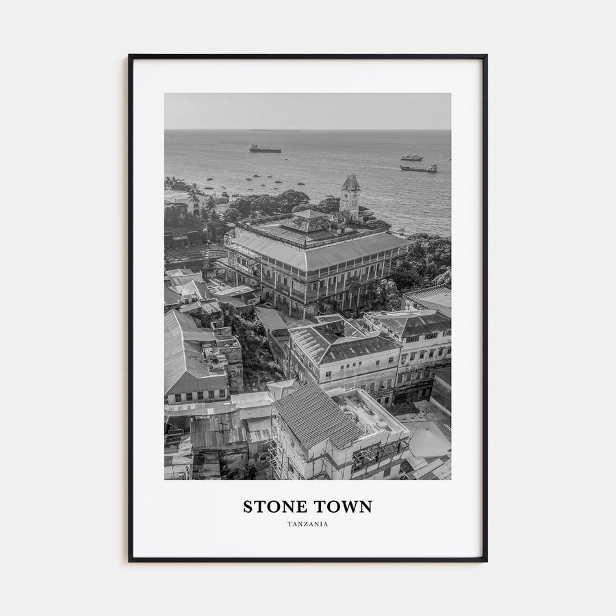 Stone Town Portrait B&W Poster