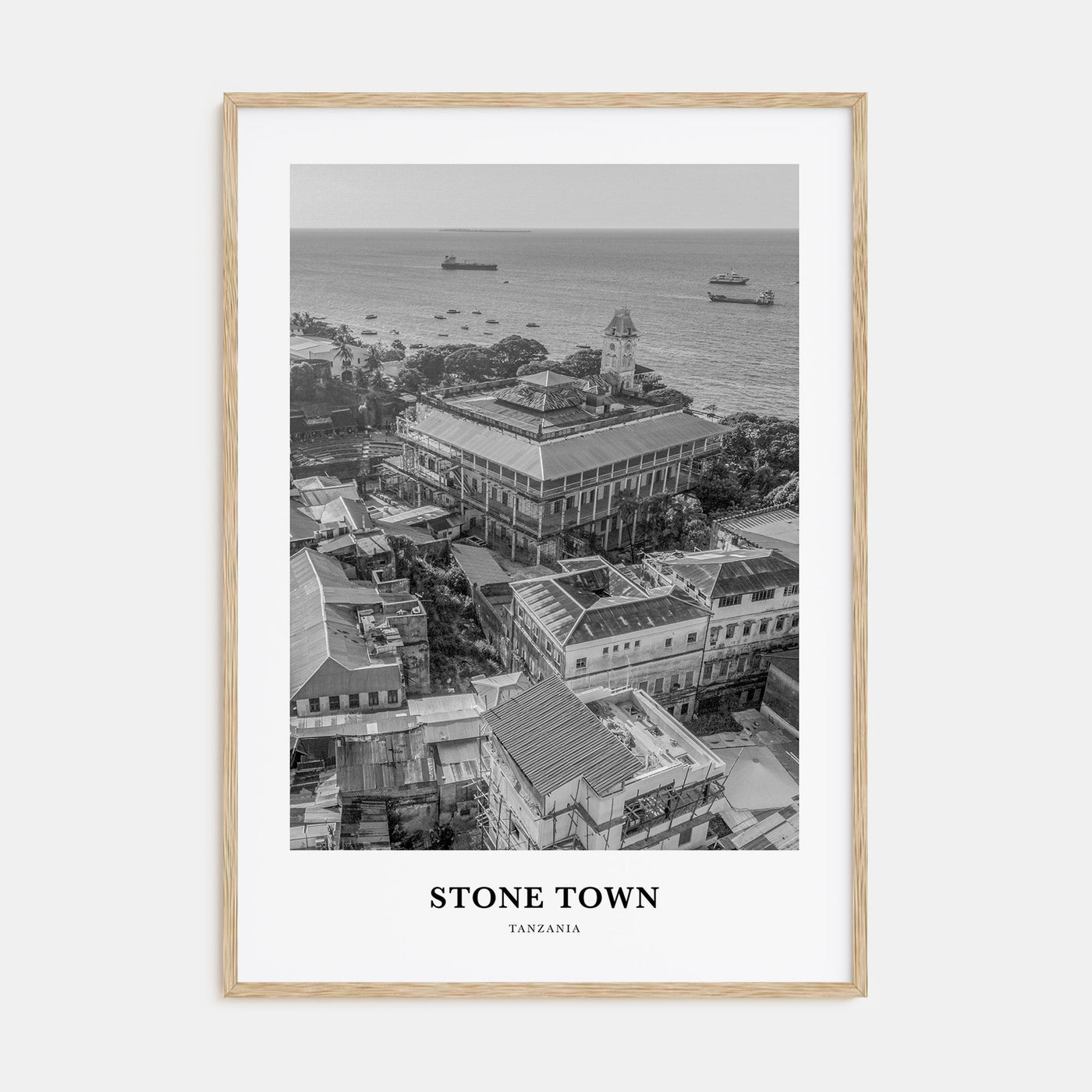 Stone Town Portrait B&W Poster