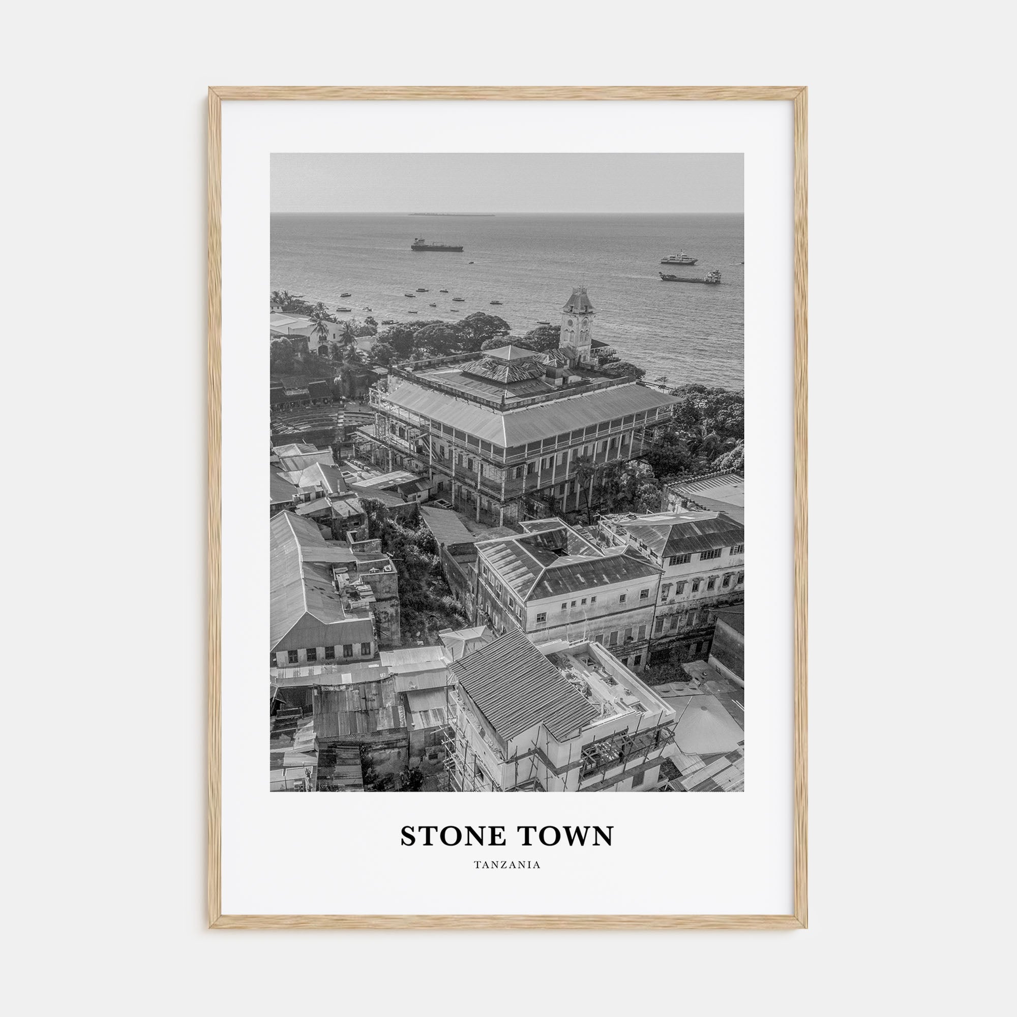 Stone Town Portrait B&W Poster