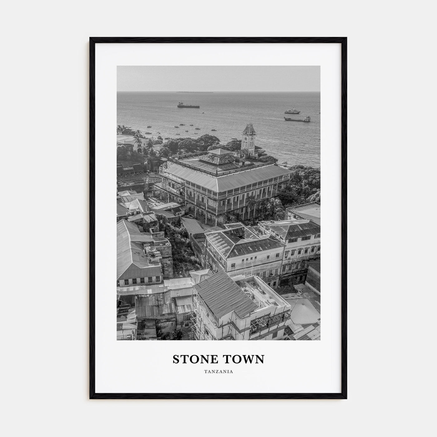Stone Town Portrait B&W Poster
