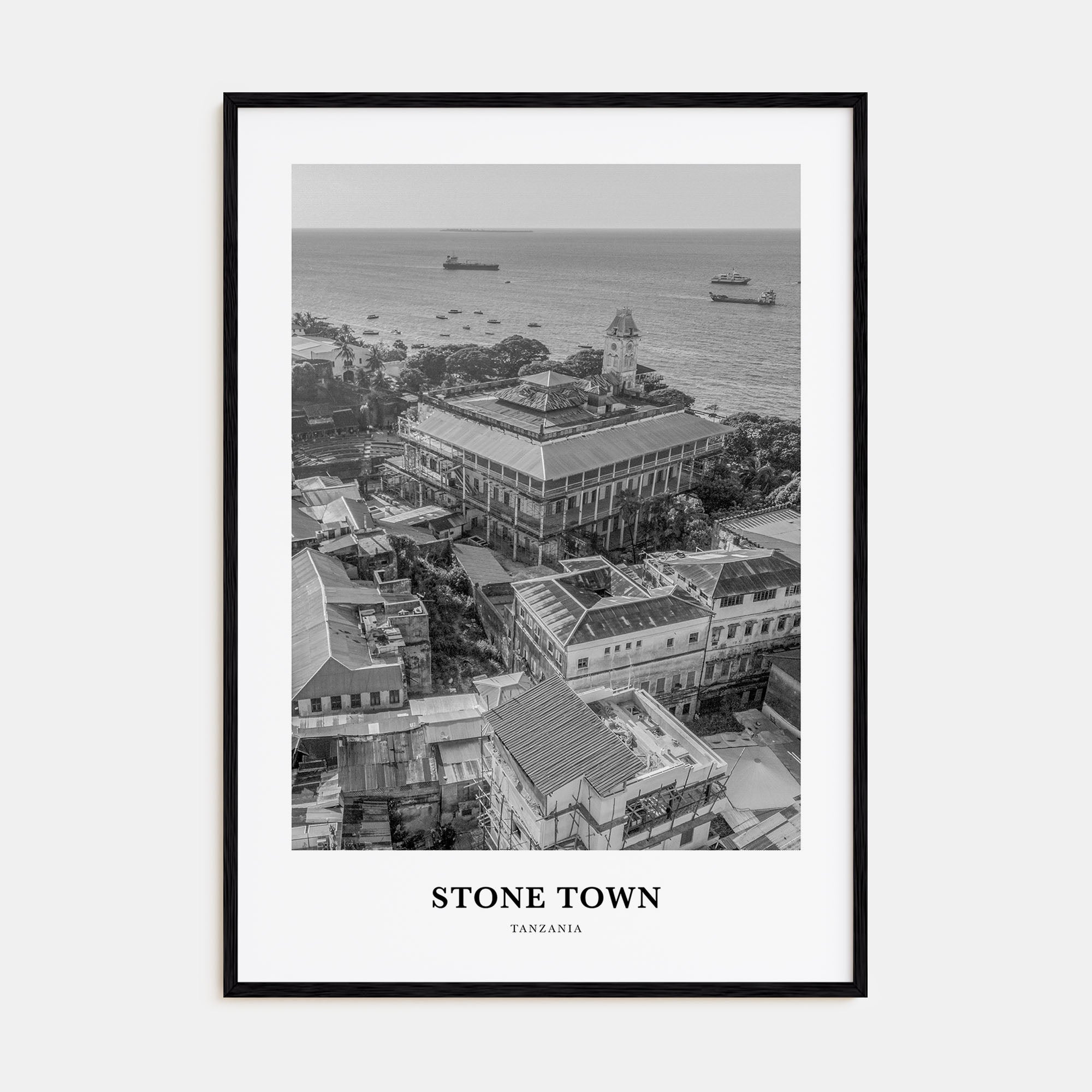 Stone Town Portrait B&W Poster
