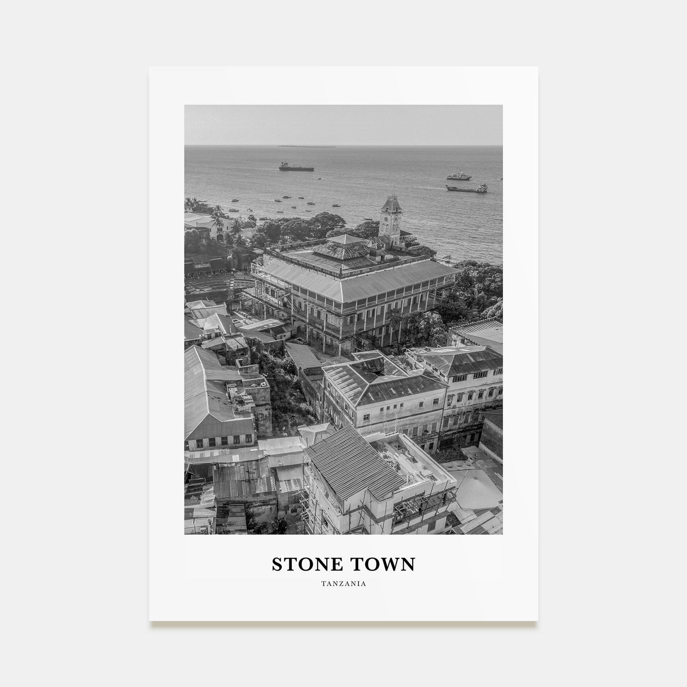 Stone Town Portrait B&W Poster