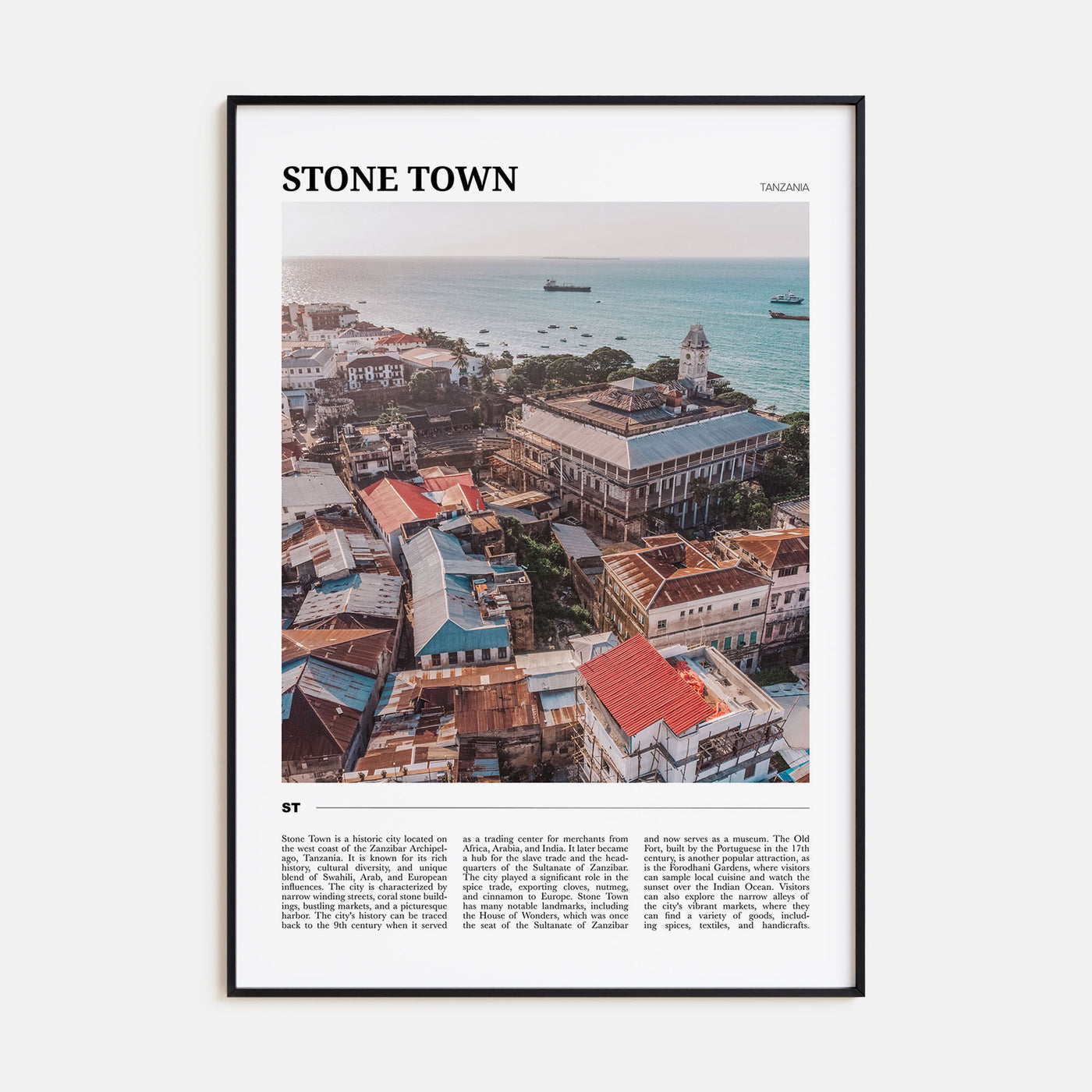 Stone Town Travel Color Poster