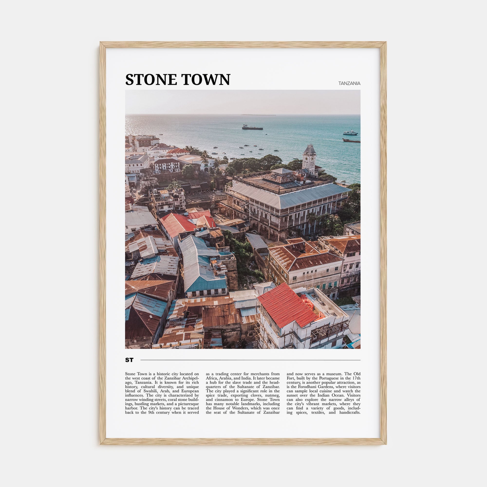Stone Town Travel Color Poster