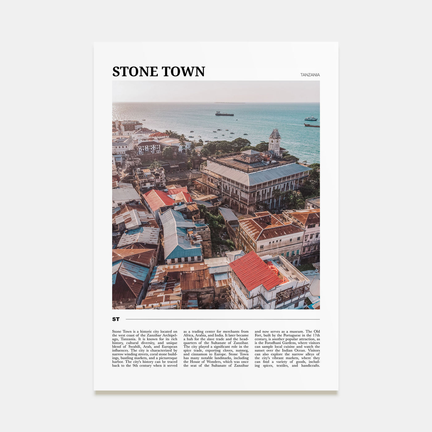 Stone Town Travel Color Poster