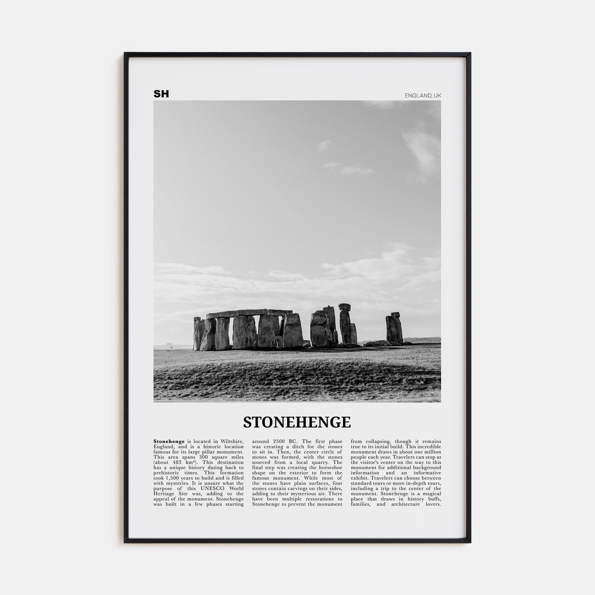 Stonehenge Travel B&W Poster