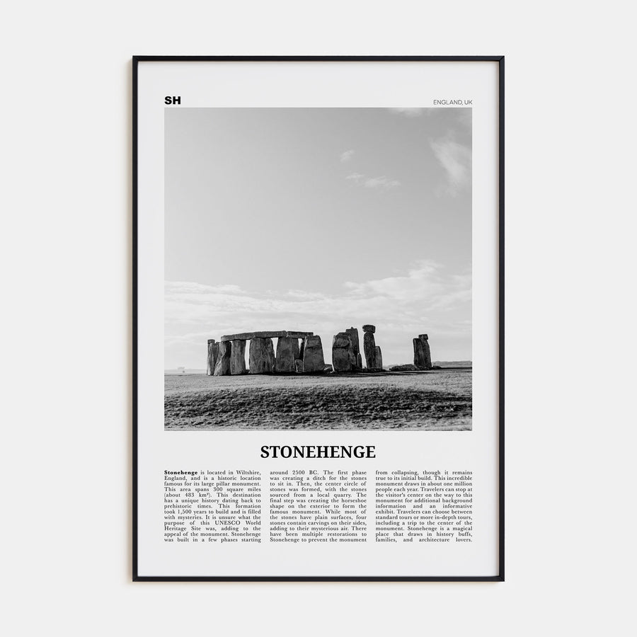 Stonehenge Travel B&W Poster