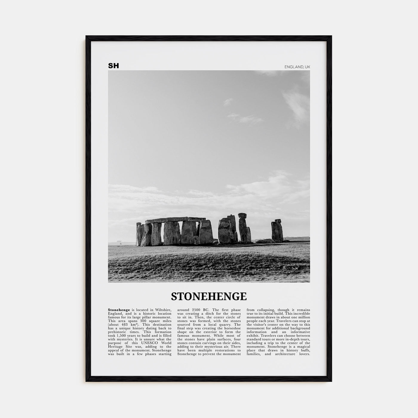 Stonehenge Travel B&W Poster