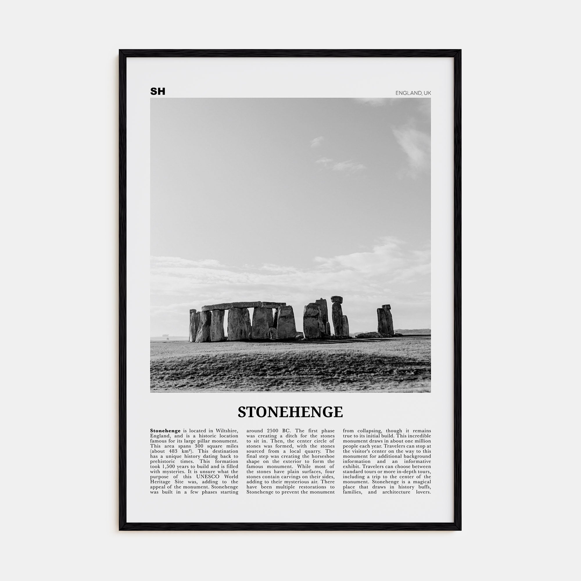 Stonehenge Travel B&W Poster