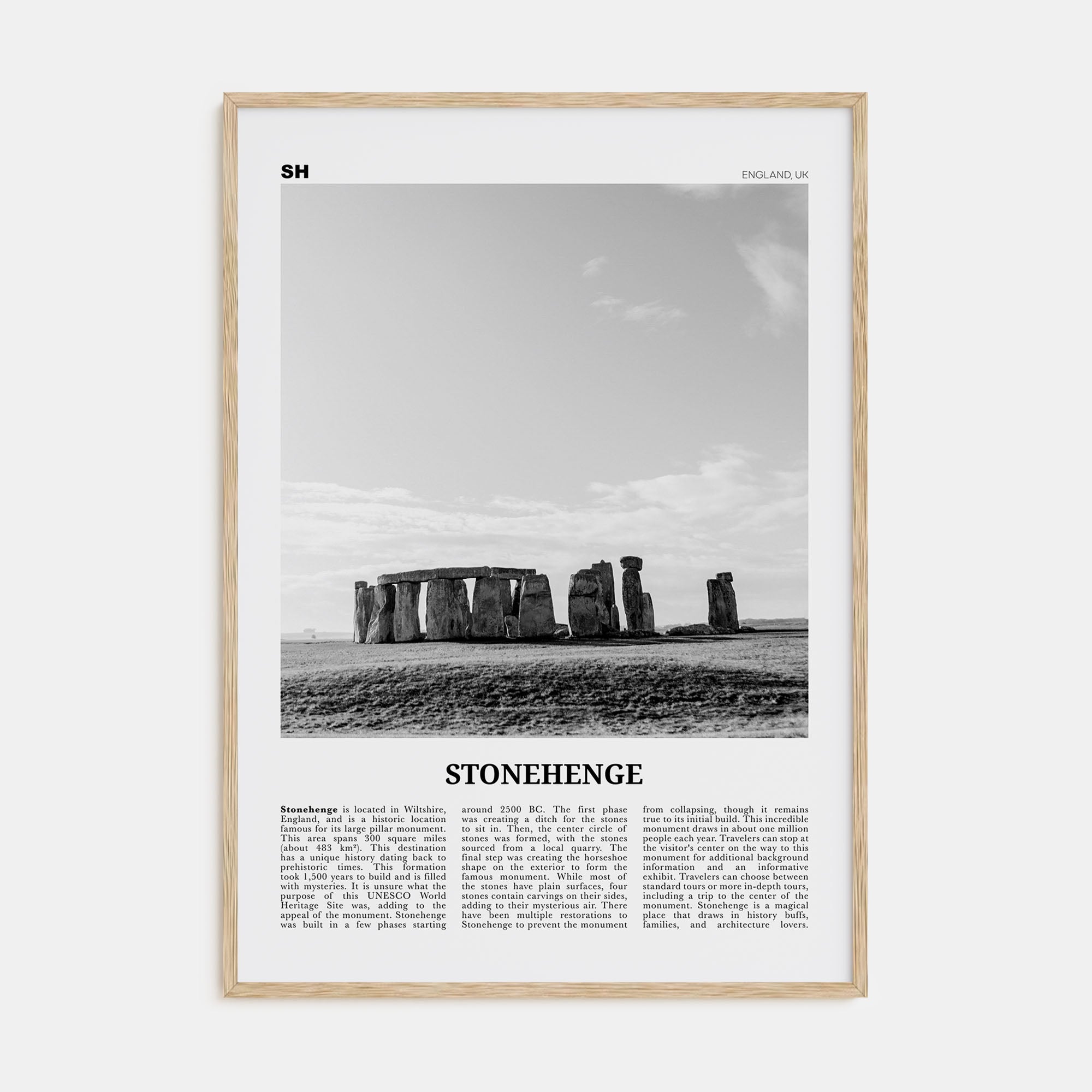 Stonehenge Travel B&W Poster